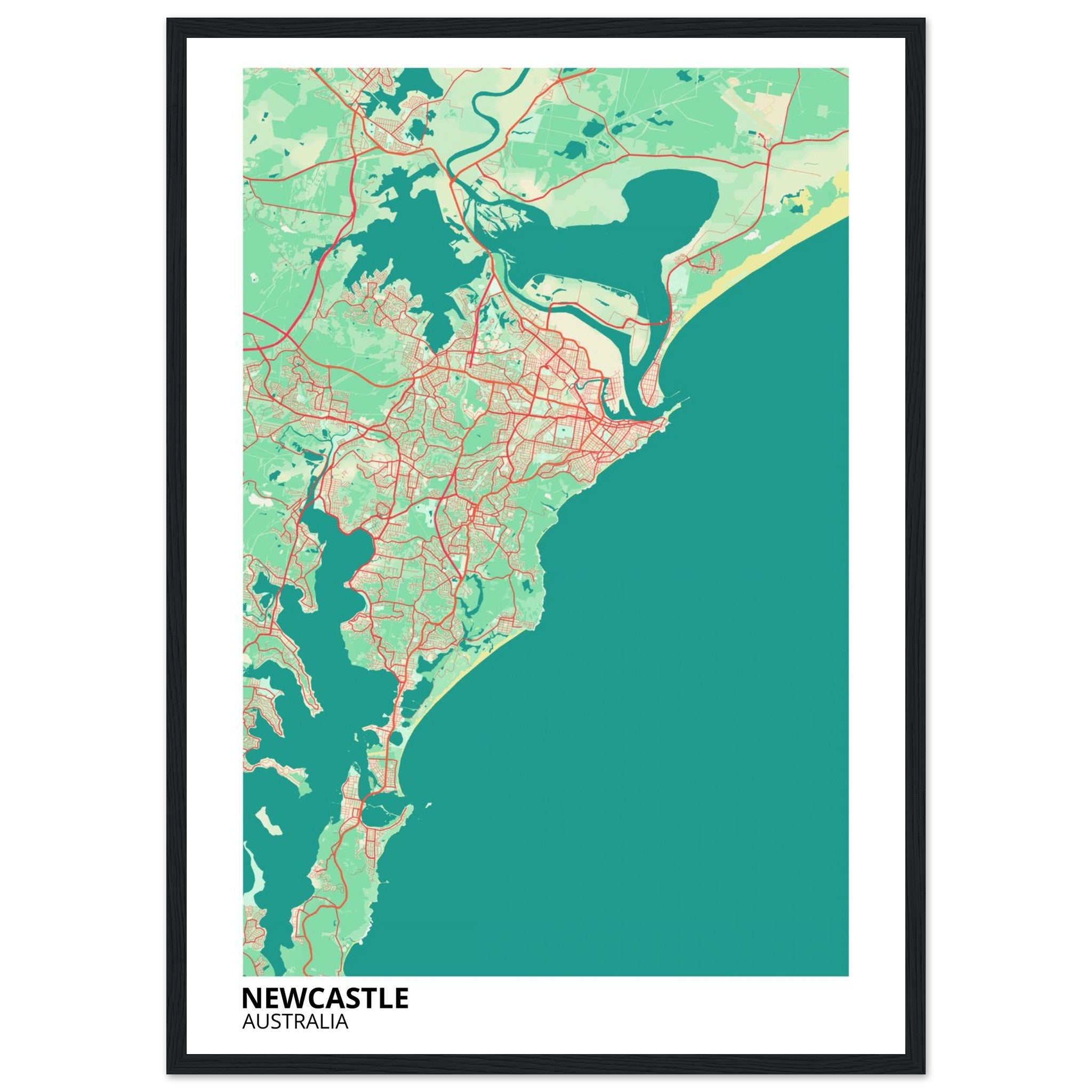 Newcastle Australia City Map Poster | Custom Map Art Print - Ink And Atlas