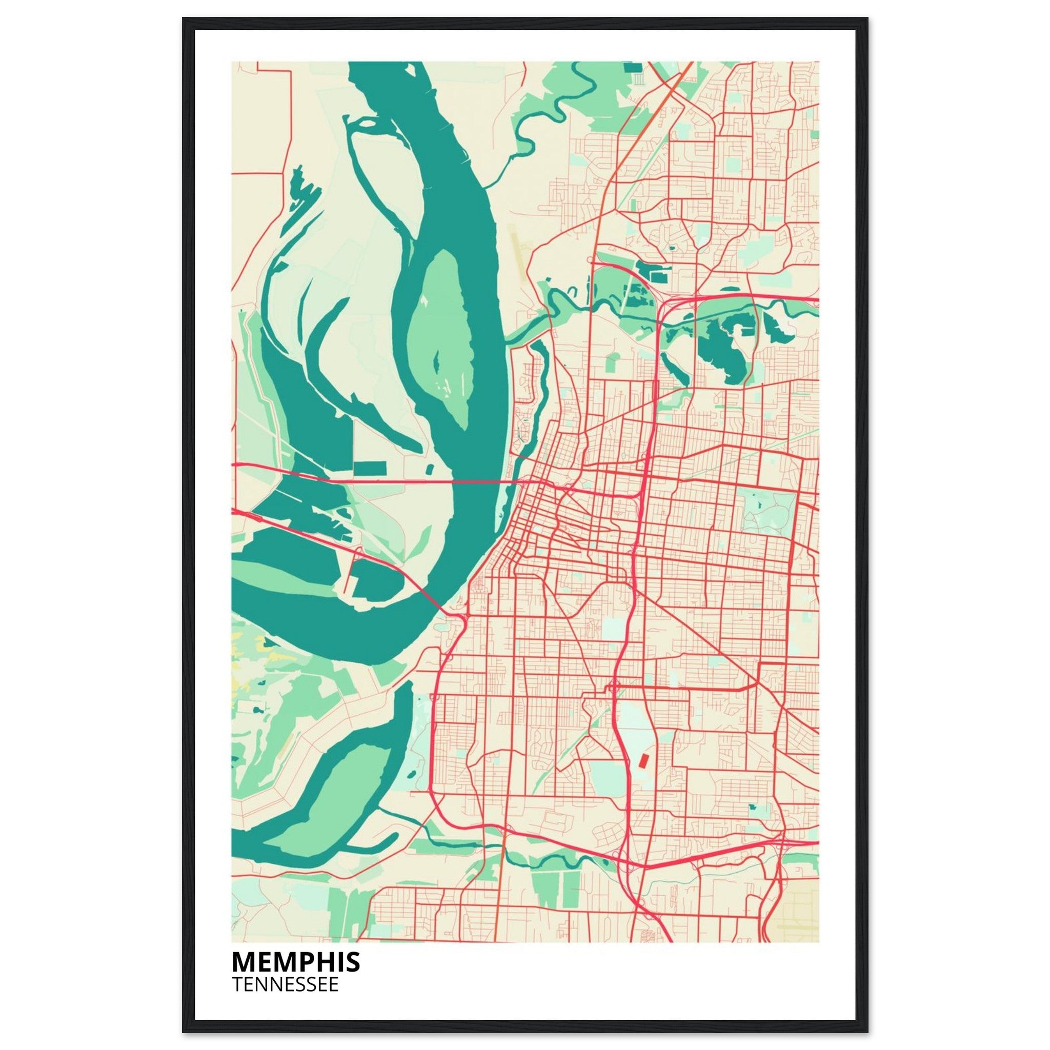 memphis map poster print