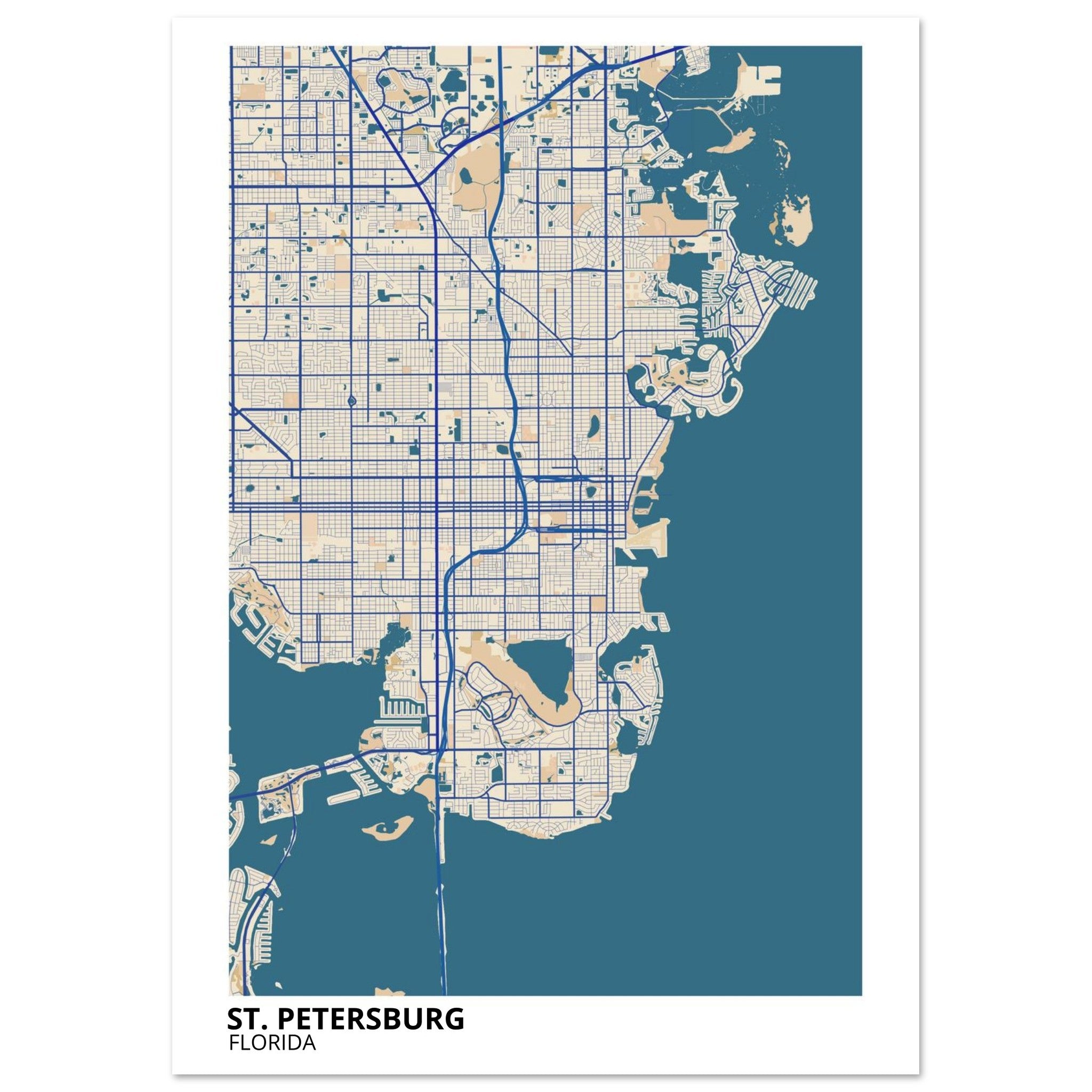 St. Petersburg Florida City Map Poster | Custom Map Art Print - Ink And Atlas