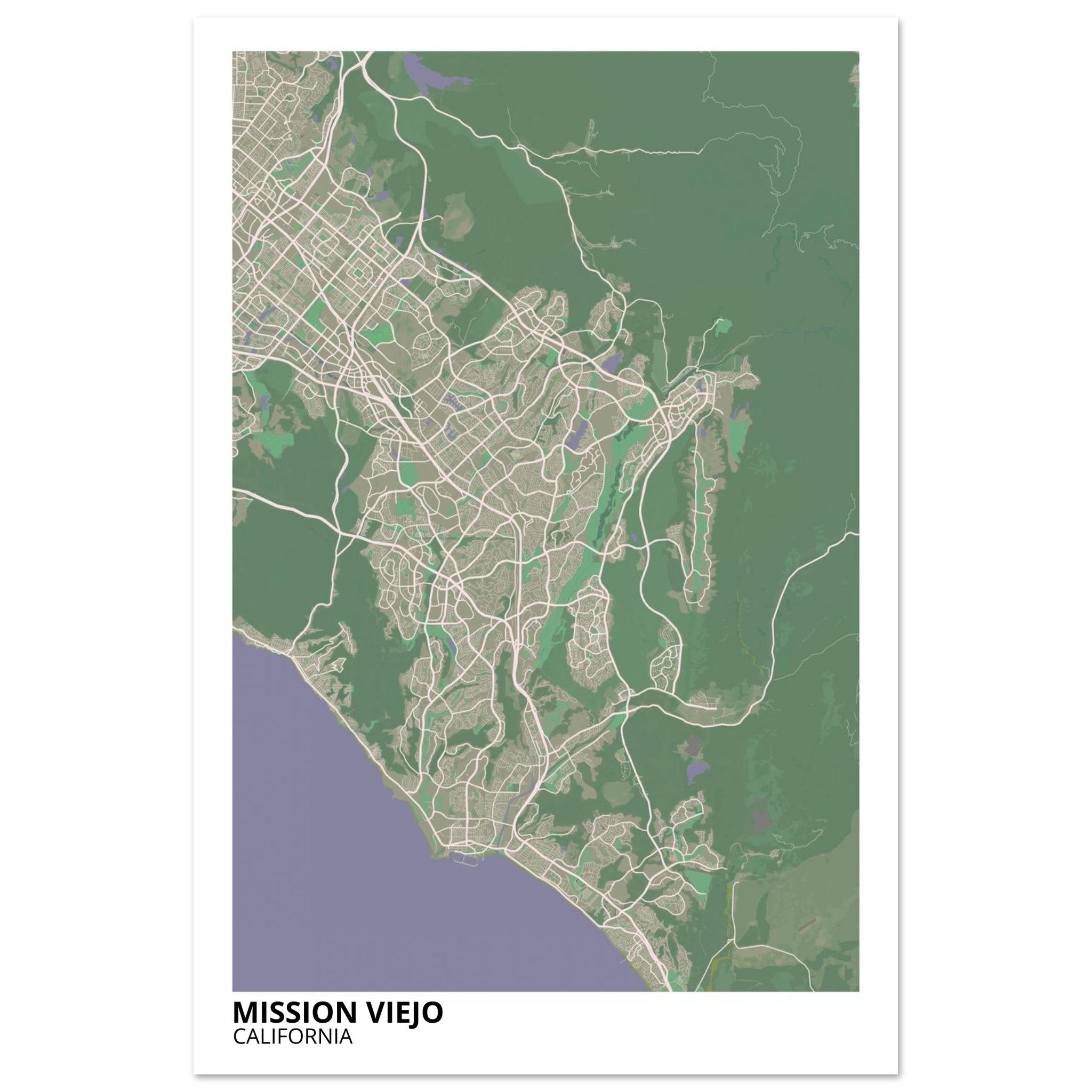 mission viejo map poster print