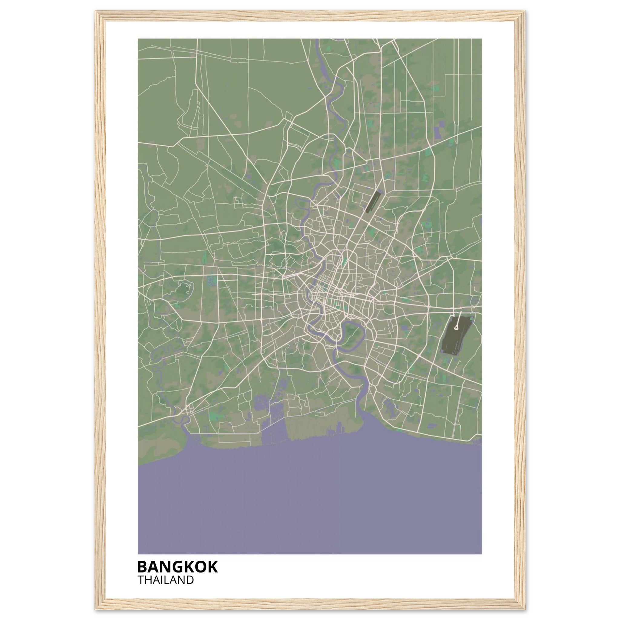 bangkok thailand map poster print