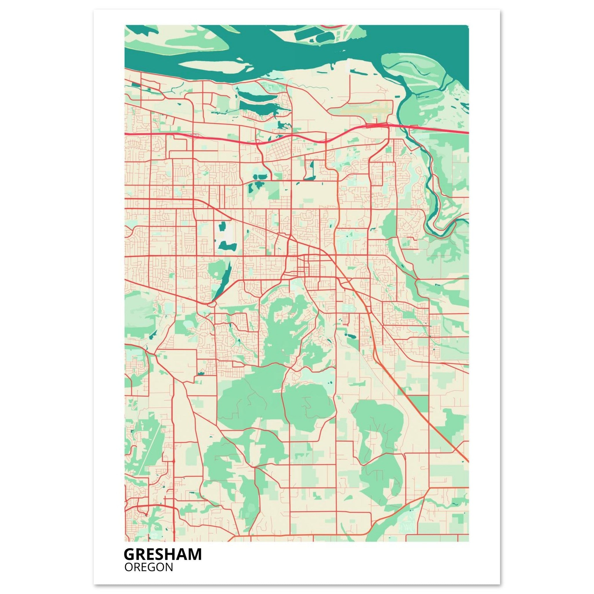 Gresham Oregon City Map Poster | Custom Map Art Print - Ink And Atlas