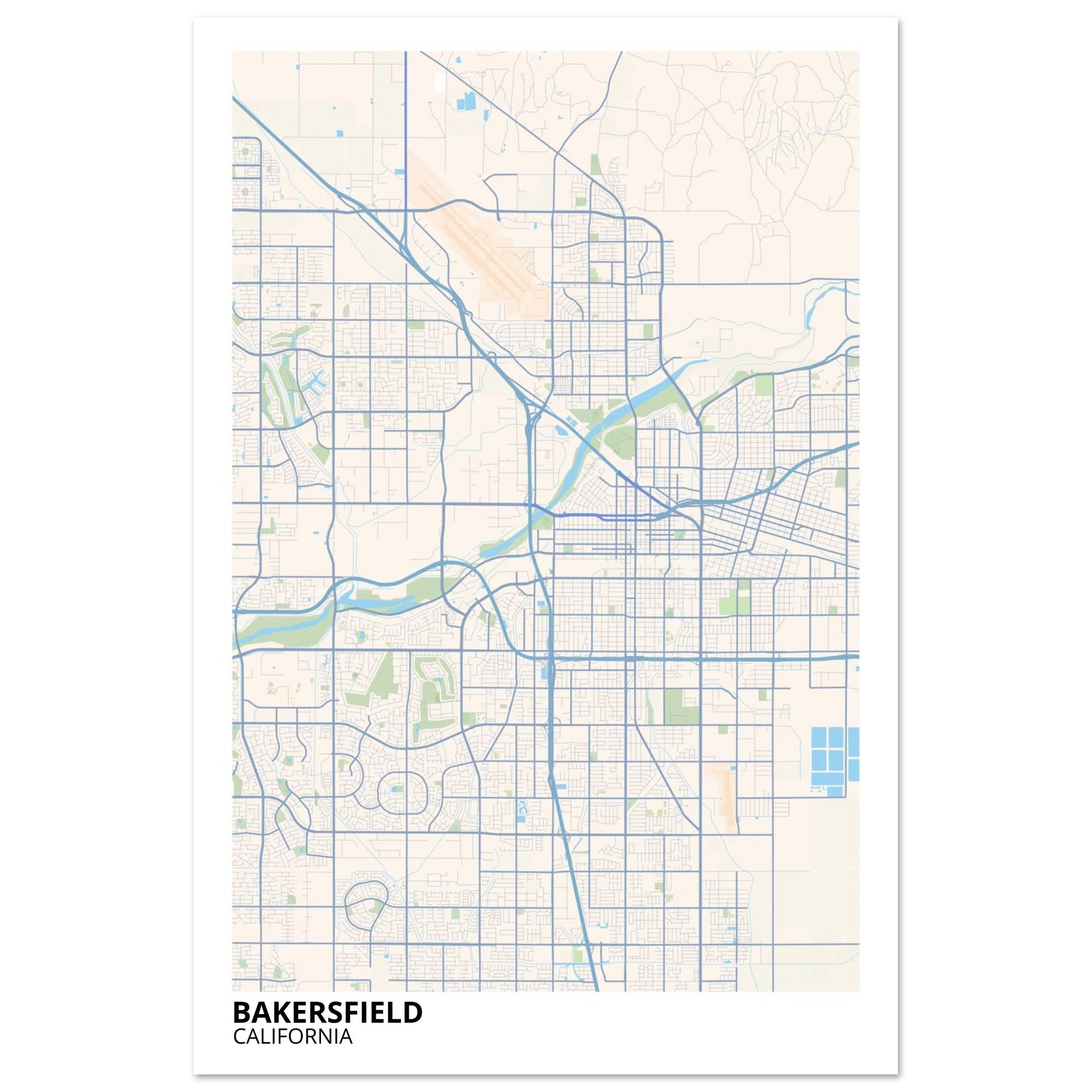bakersfield map poster print