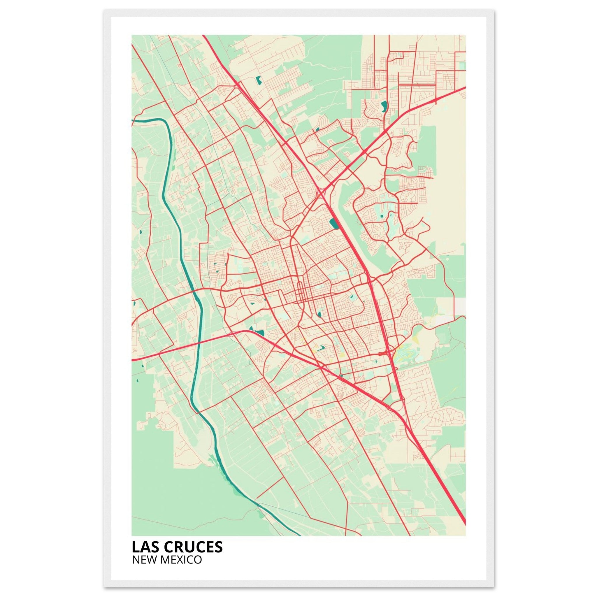 Las Cruces New Mexico City Map Poster | Custom Map Art Print - Ink And Atlas