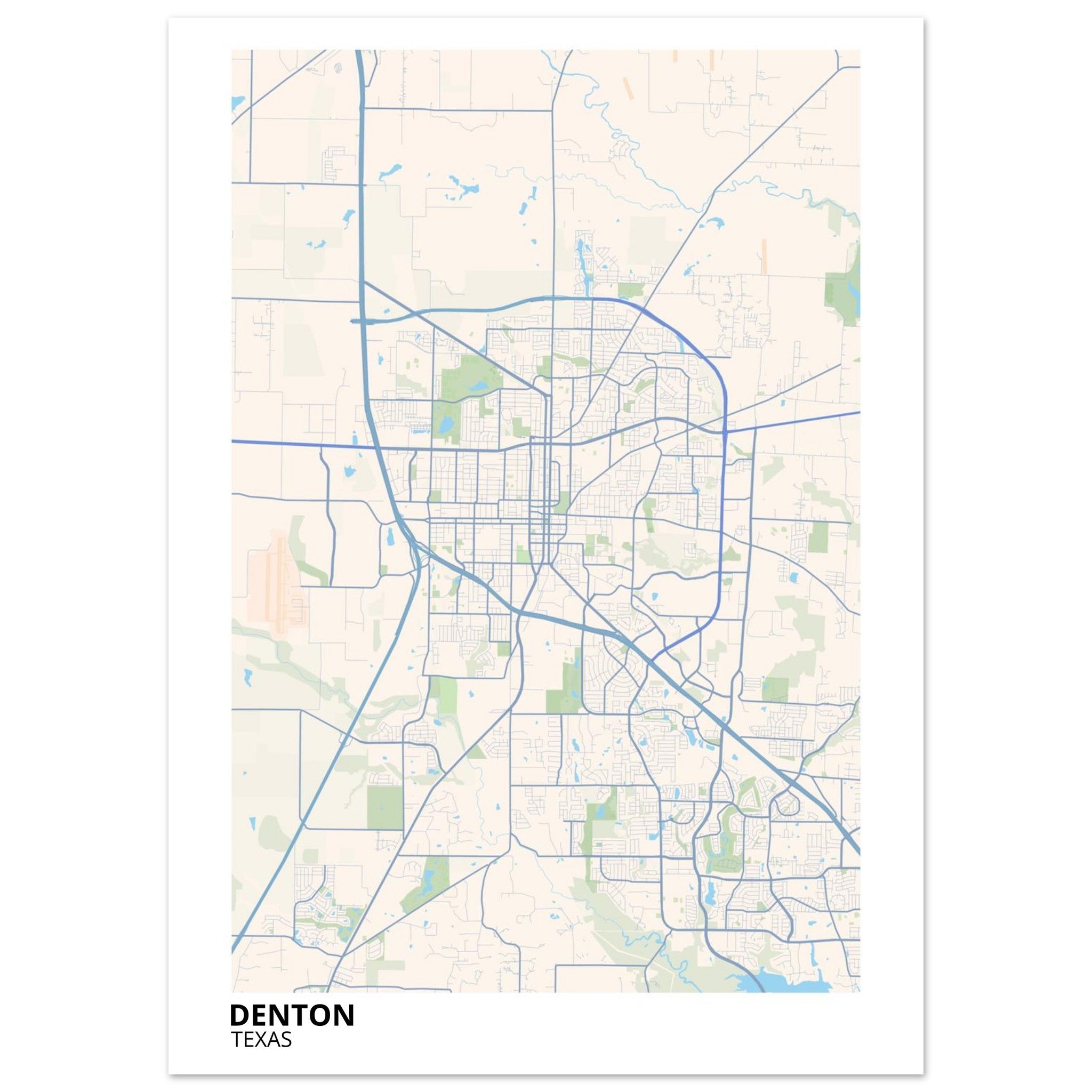 denton map poster print