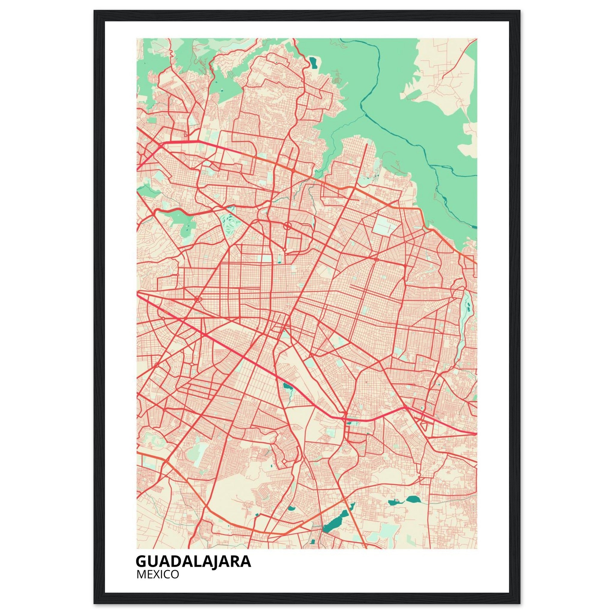 Guadalajara Mexico City Map Poster | Custom Map Art Print - Ink And Atlas