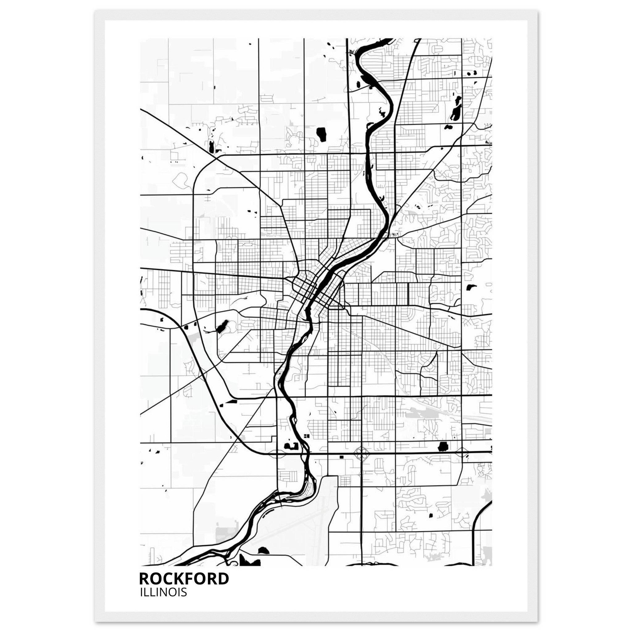 Rockford Illinois City Map Poster | Custom Map Art Print - Ink And Atlas