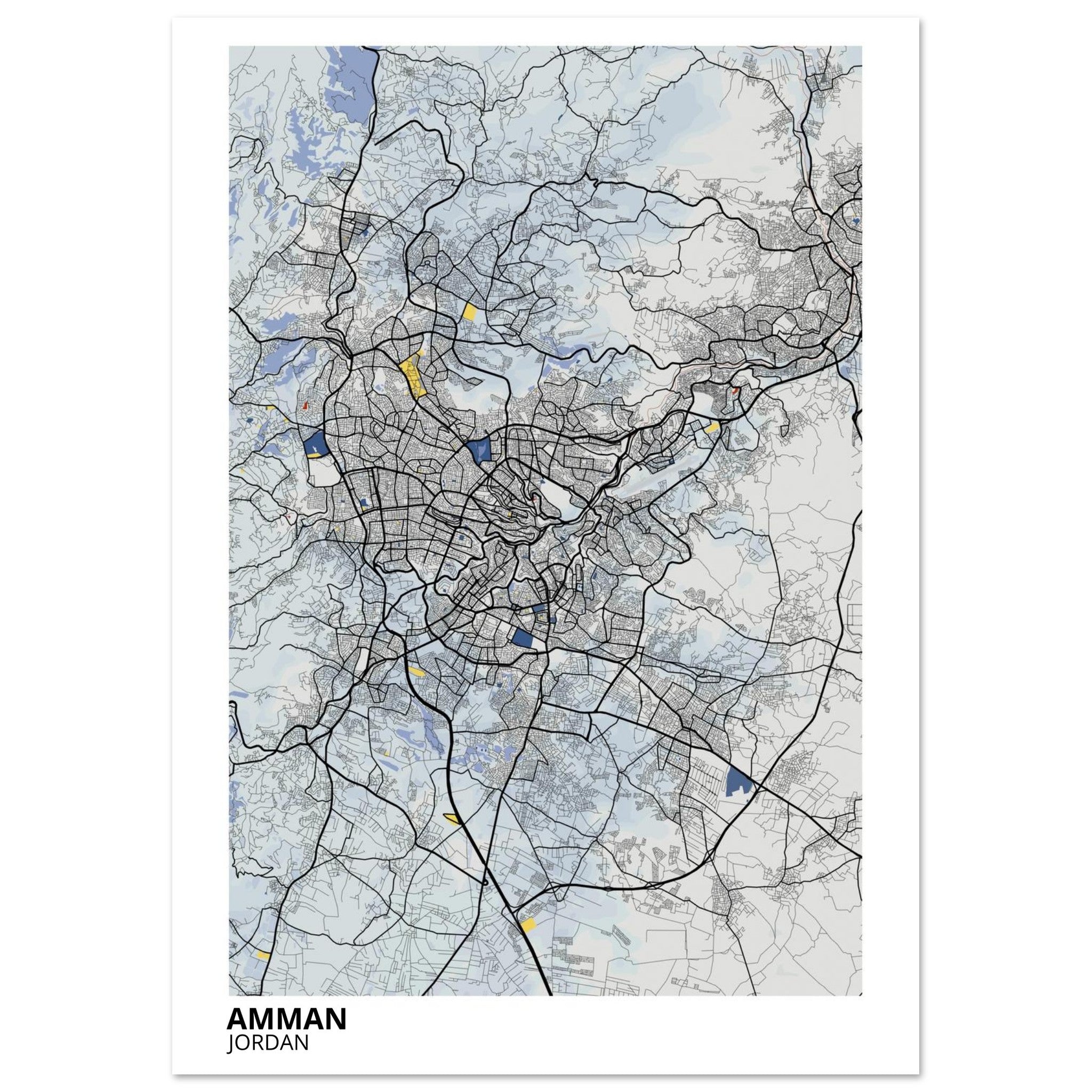 Amman Jordan City Map Poster | Custom Map Art Print - Ink And Atlas