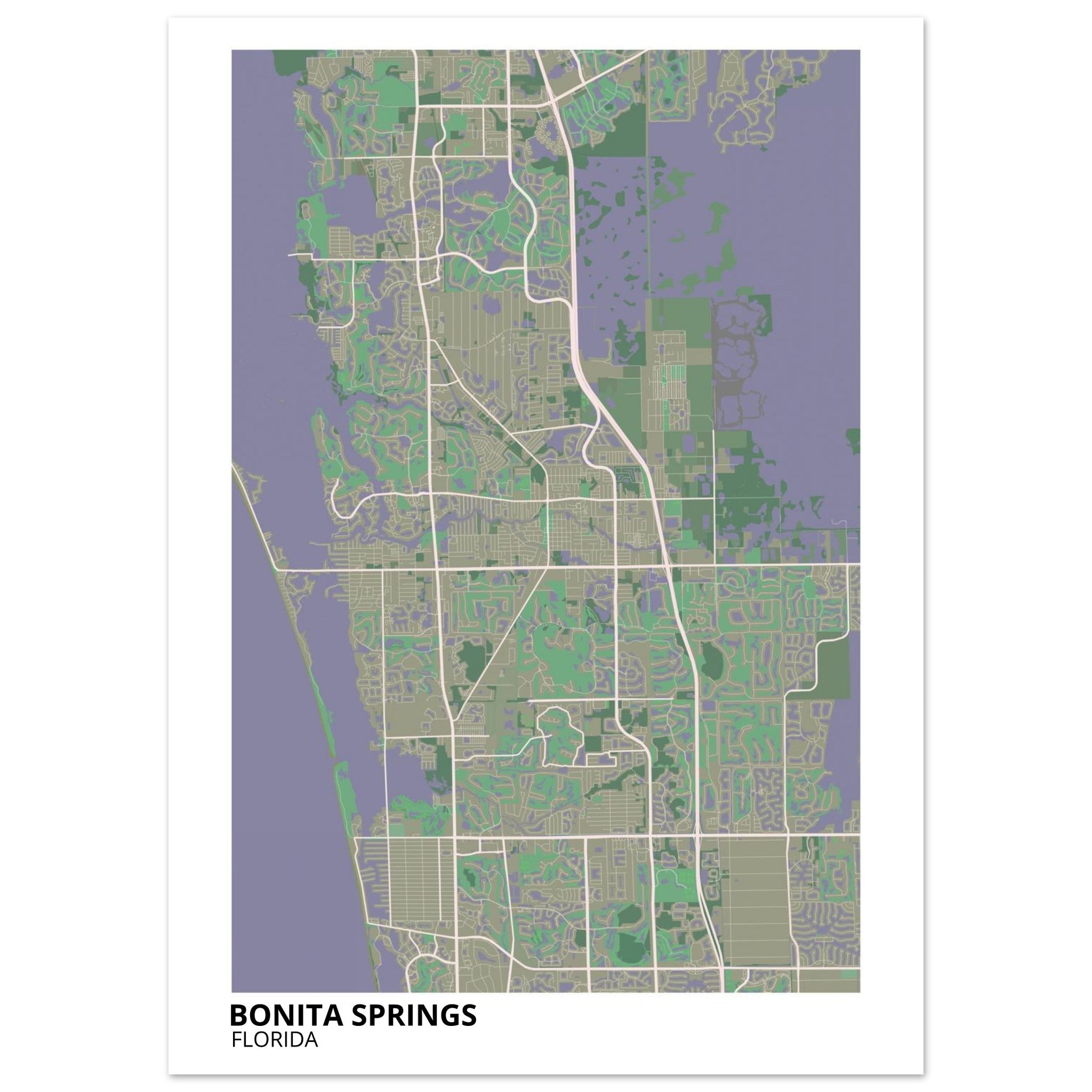 bonita springs map poster print