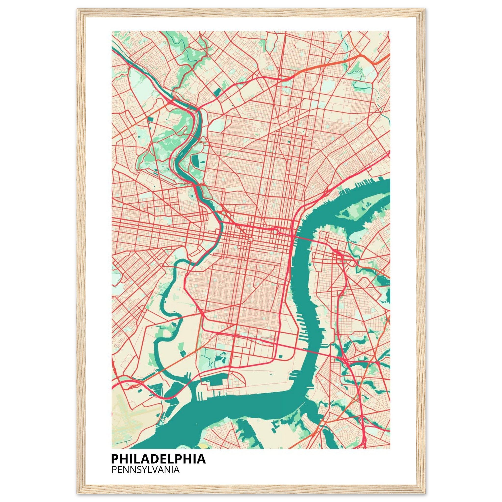 philadelphia map poster print