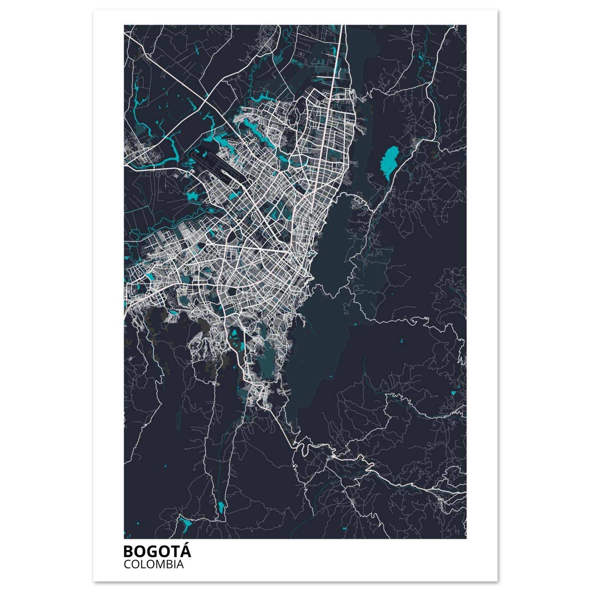 Bogota Colombia City Map Poster | Custom Map Art Print - Ink And Atlas