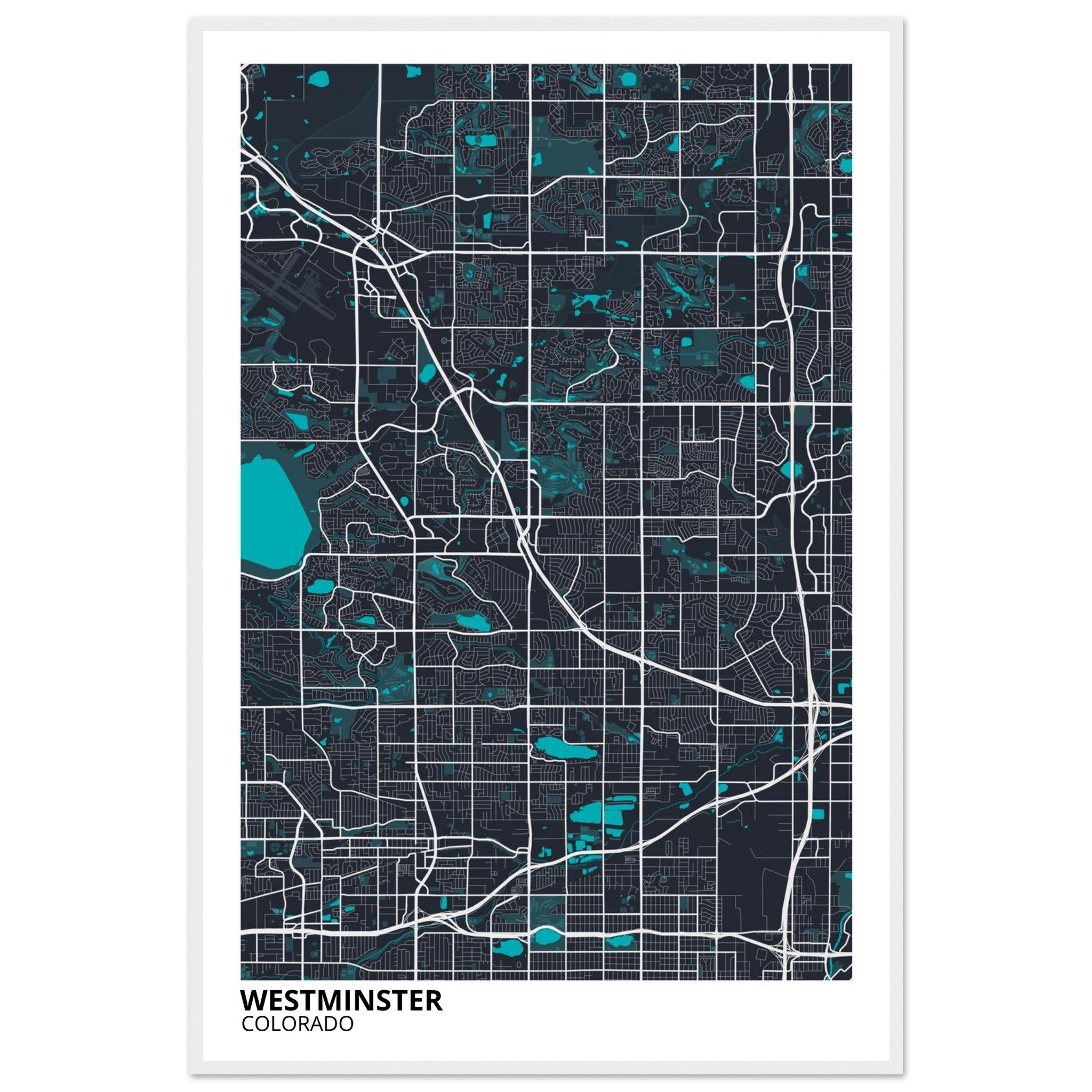 Westminster Colorado City Map Poster | Custom Map Art Print - Ink And Atlas