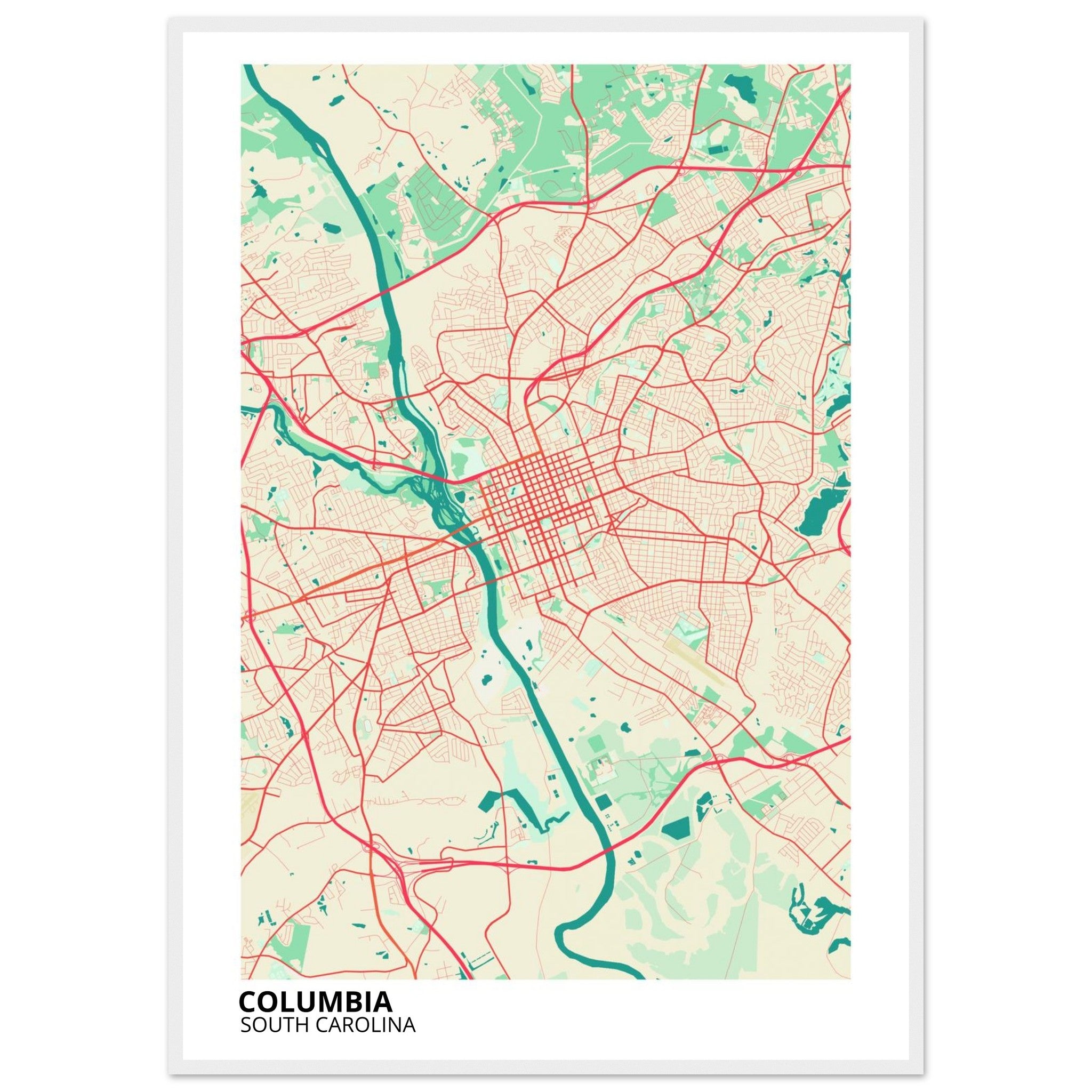 columbia map poster print