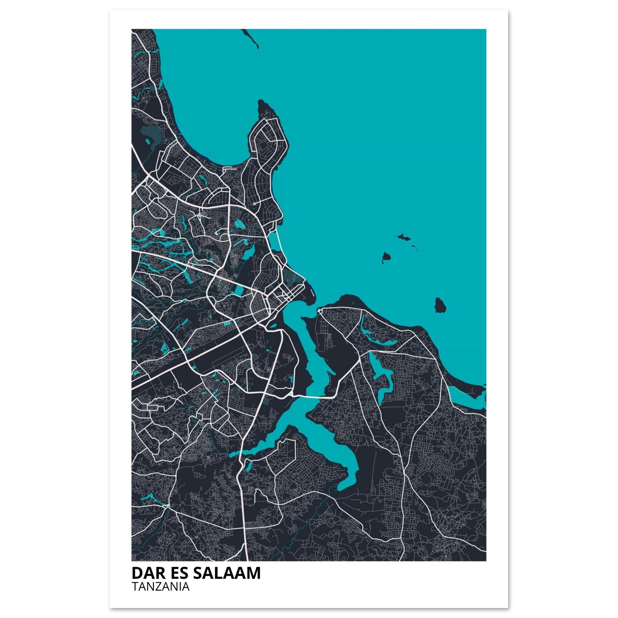 Dar es Salaam Tanzania City Map Poster | Custom Map Art Print - Ink And Atlas