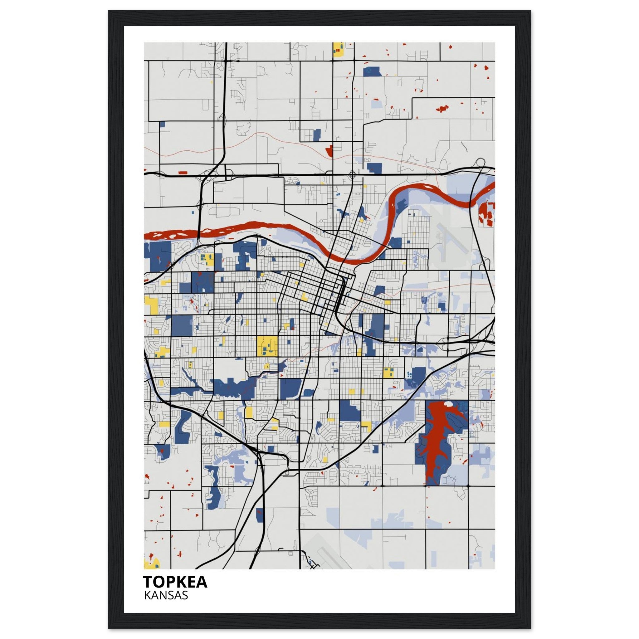 topeka map poster print