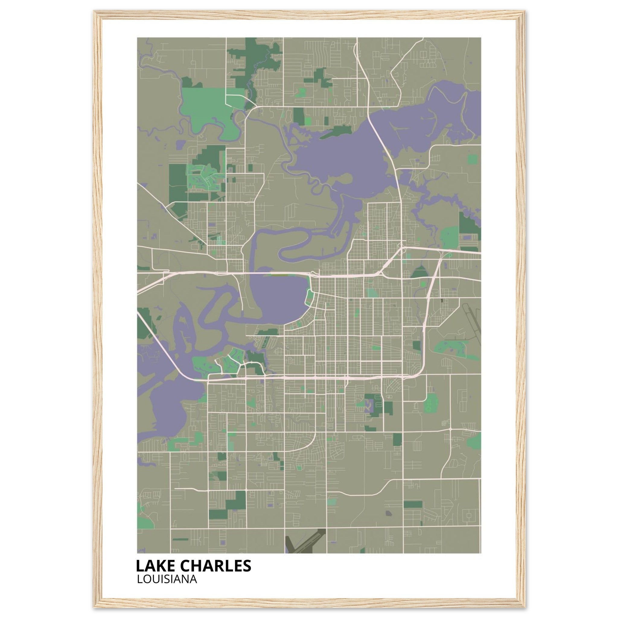 Lake Charles Louisiana City Map Poster | Custom Map Art Print - Ink And Atlas