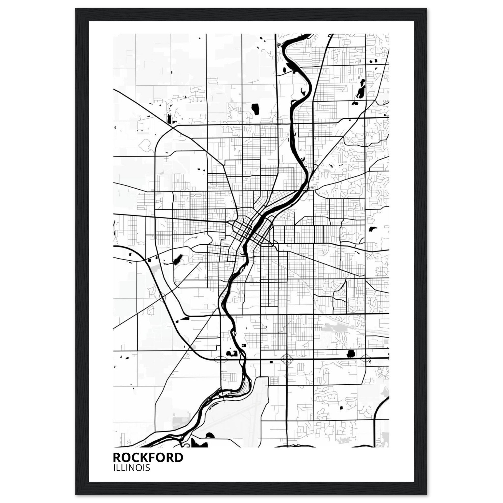 Rockford Illinois City Map Poster | Custom Map Art Print - Ink And Atlas