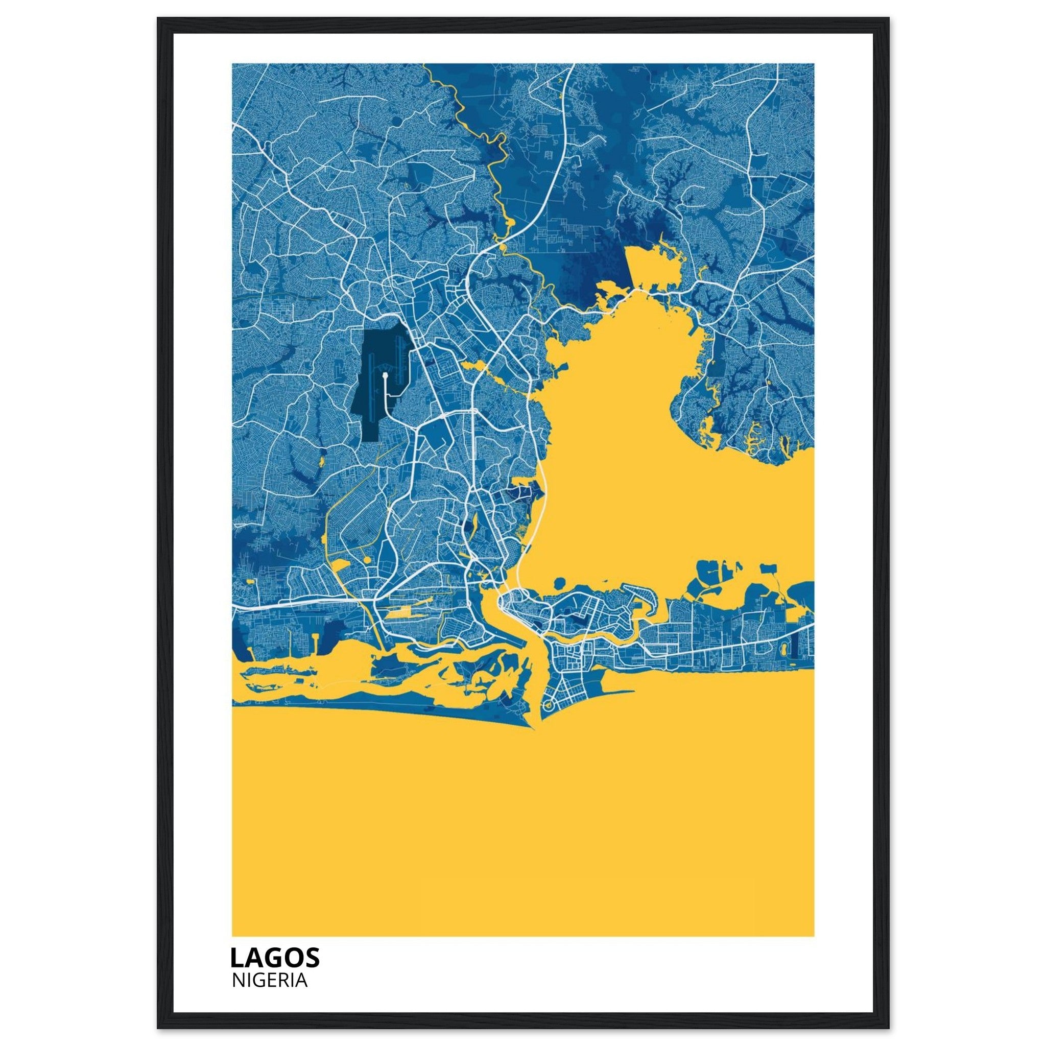 lagos nigeria map poster print
