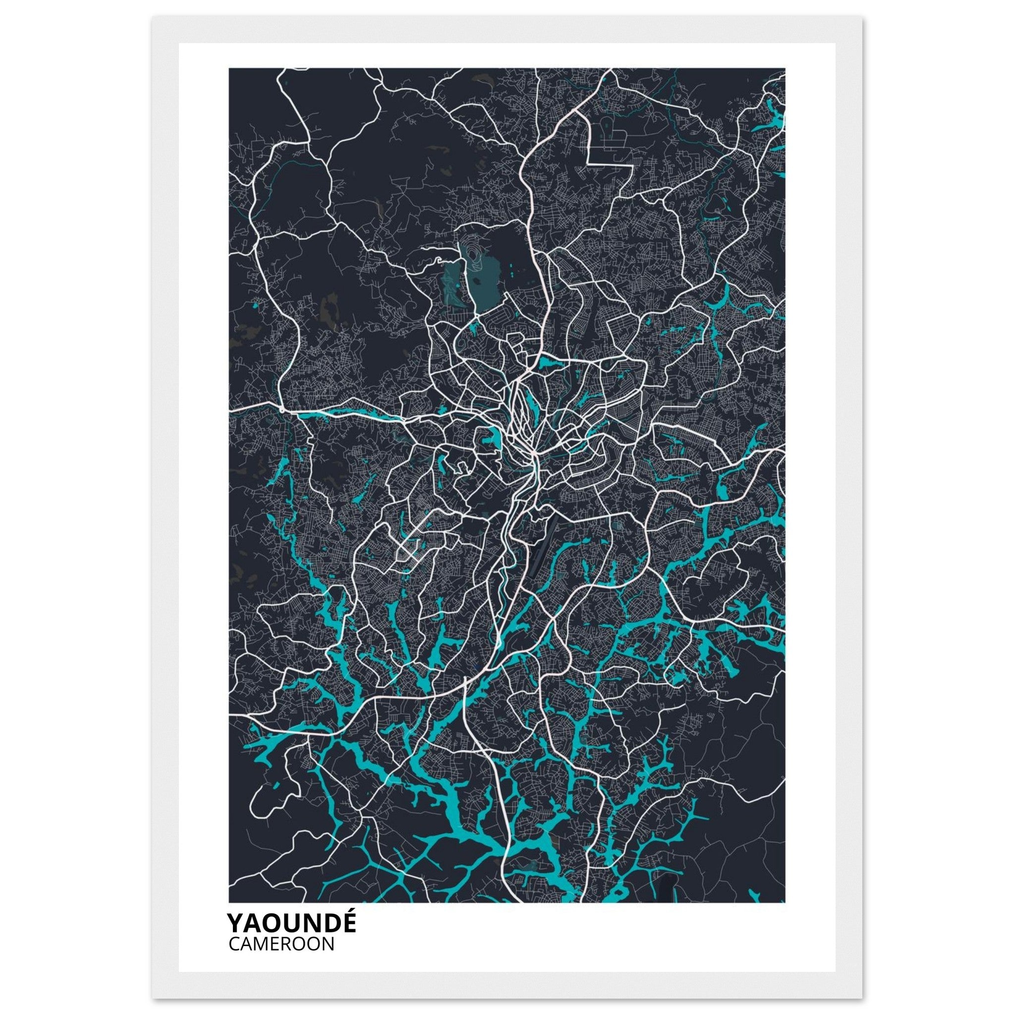Yaounde Cameroon City Map Poster | Custom Map Art Print - Ink And Atlas