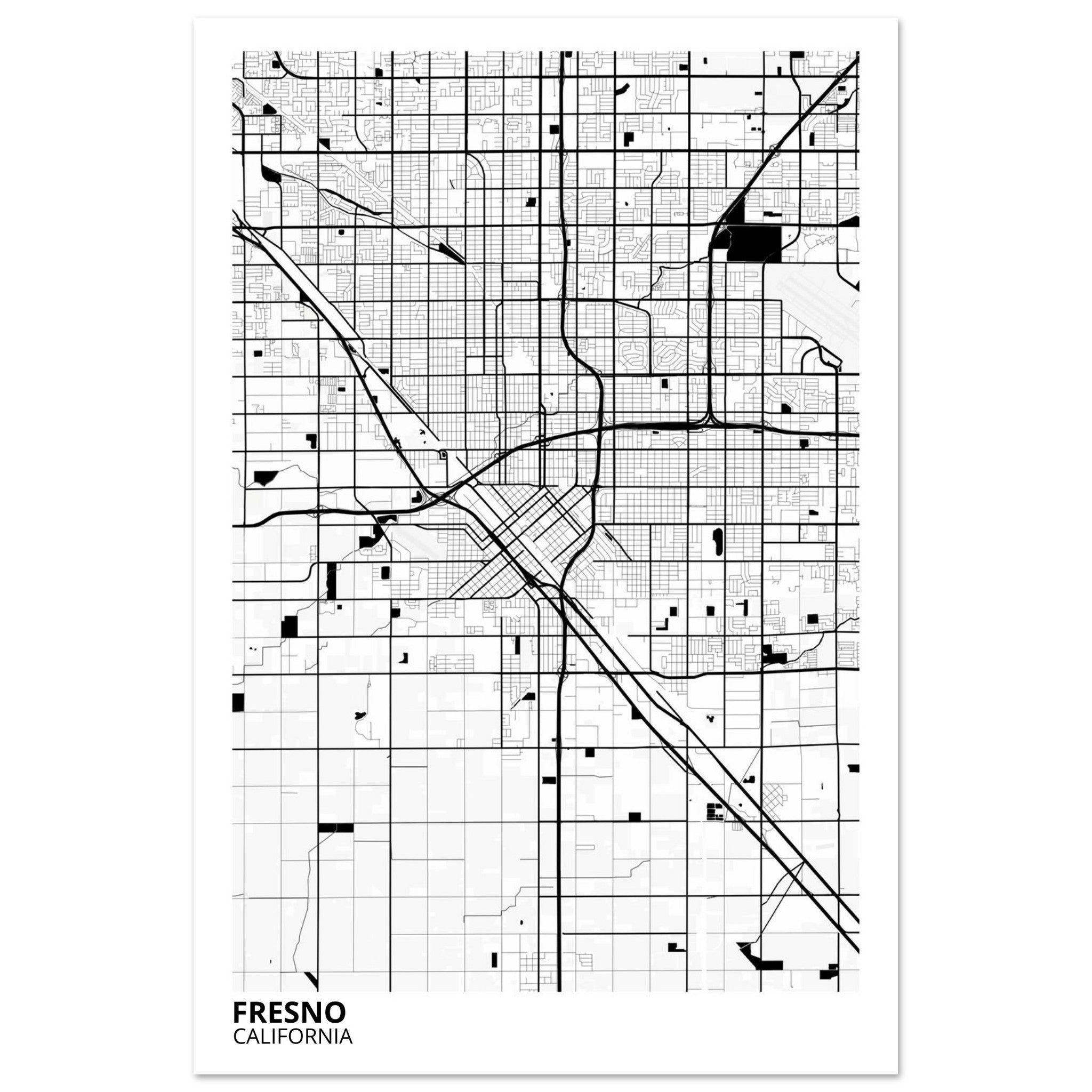 fresno map poster print