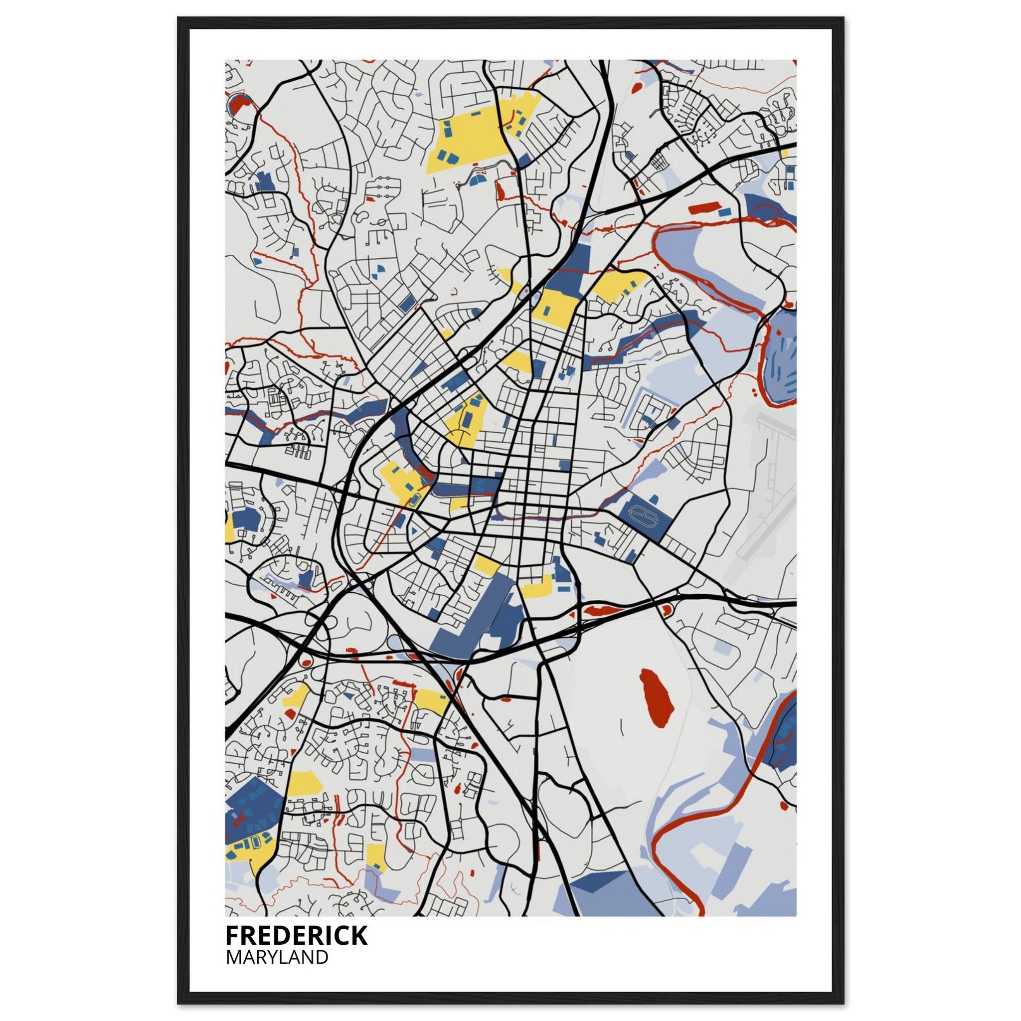 Frederick Maryland City Map Poster | Custom Map Art Print - Ink And Atlas