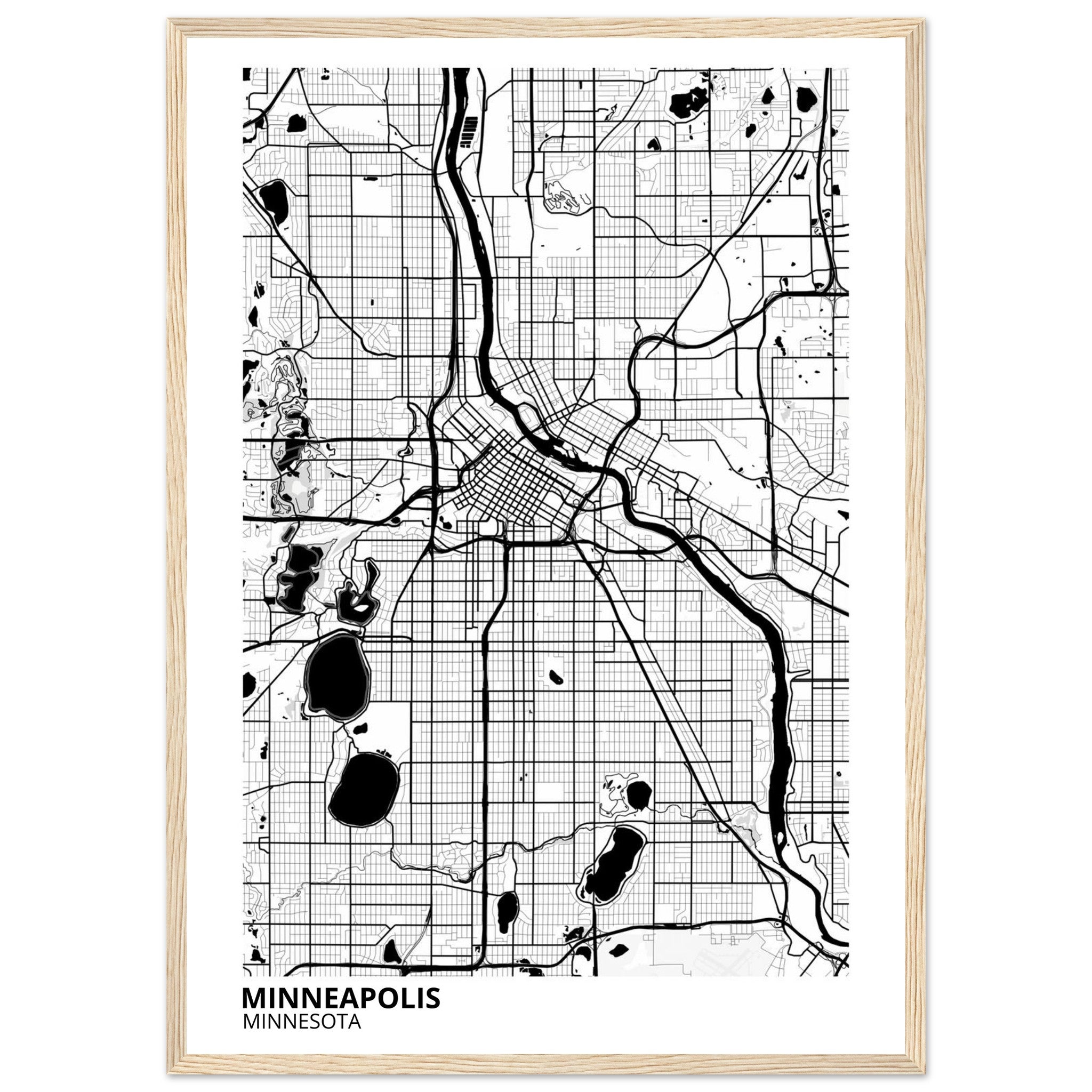 minneapolis map poster print