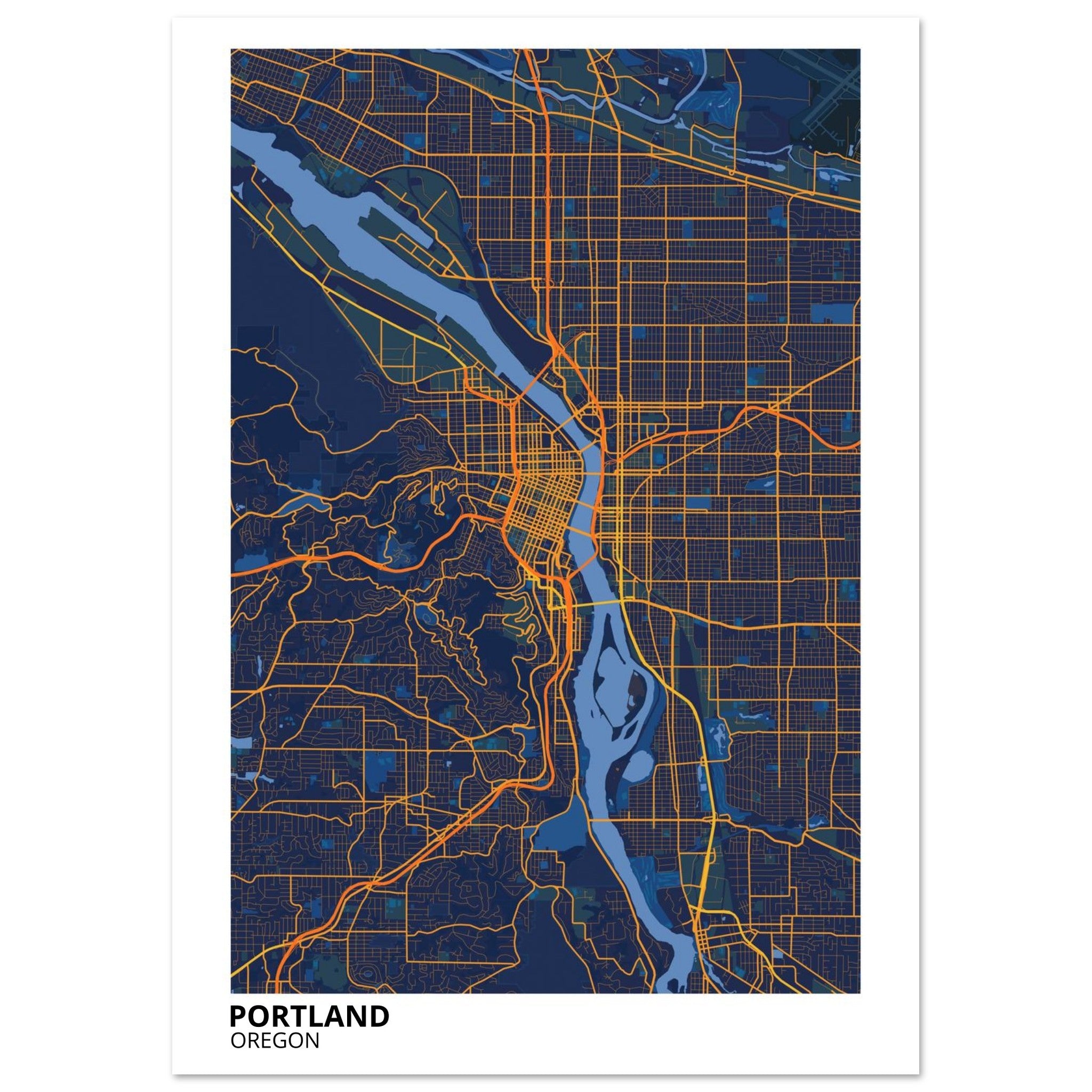 portland map poster print