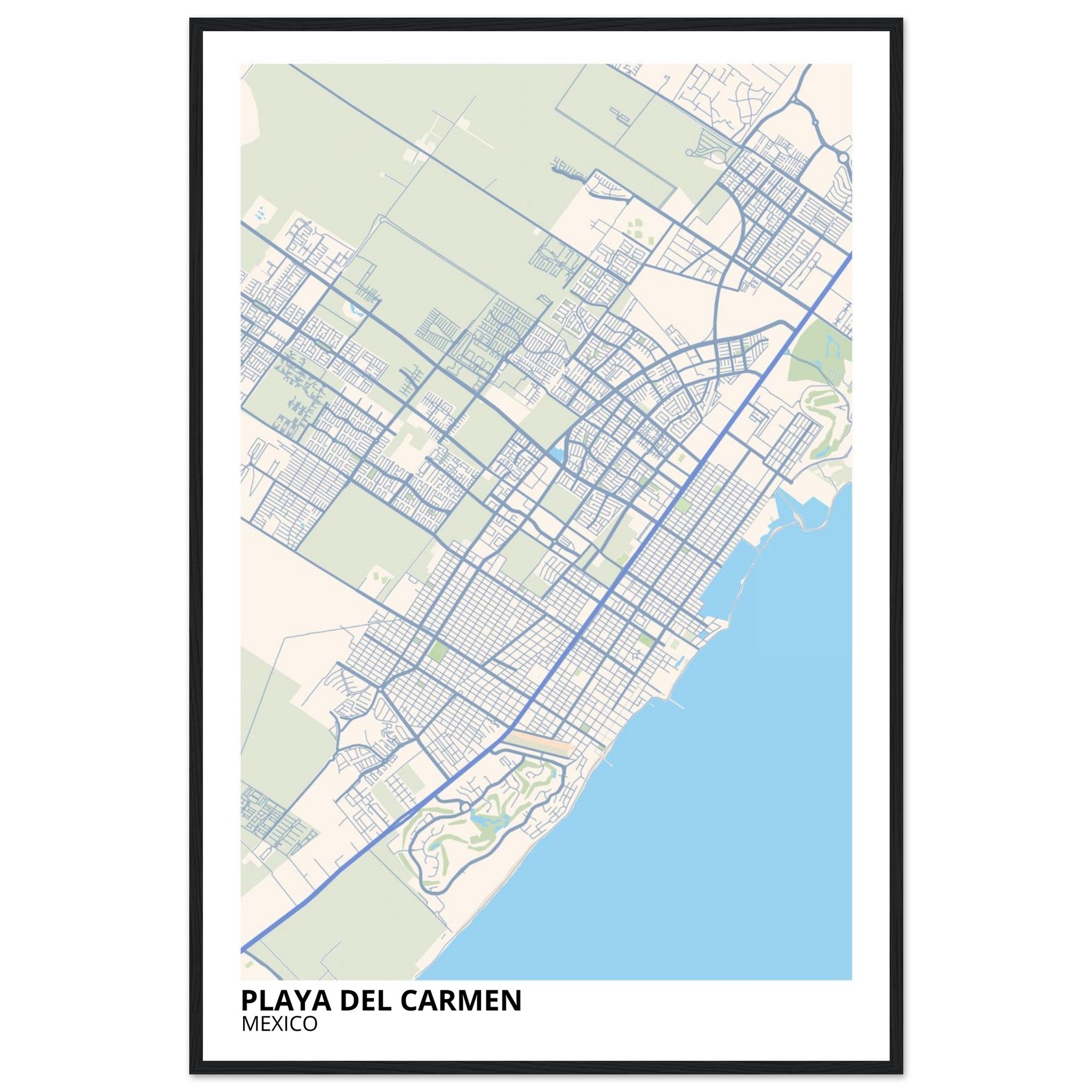 Playa Del Carmen Mexico City Map Poster | Custom Map Art Print - Ink And Atlas