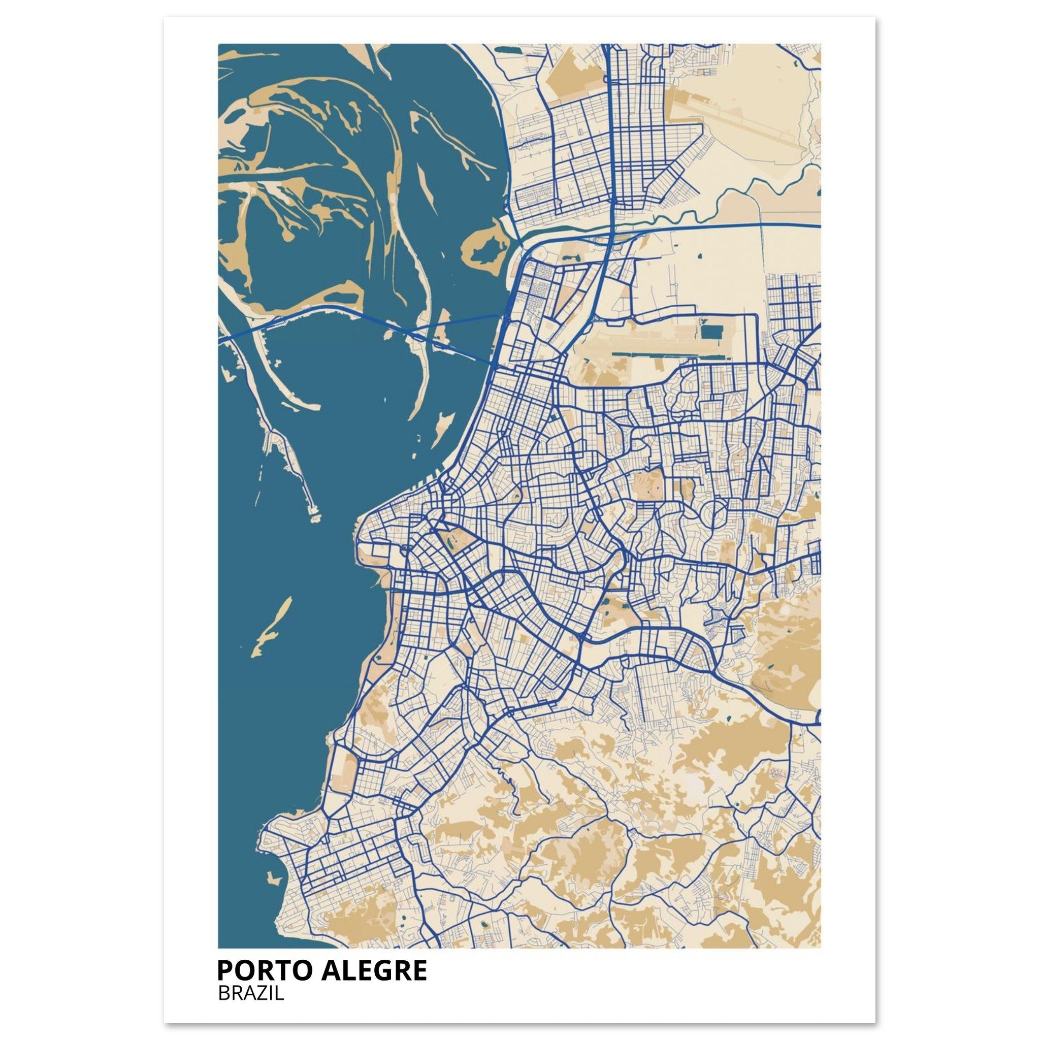 Porto Alegre Brazil City Map Poster | Custom Map Art Print - Ink And Atlas