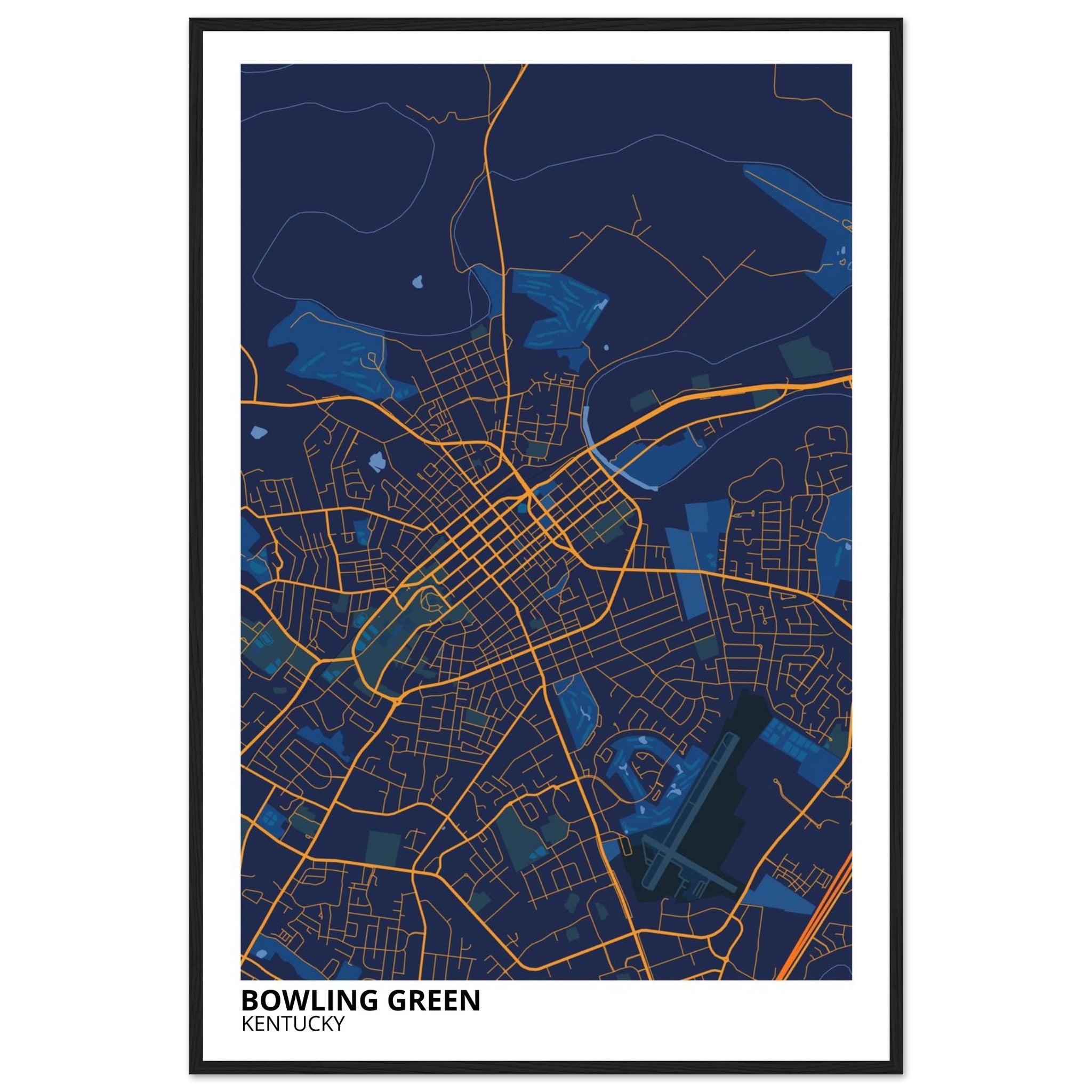bowling green kentucky map poster print