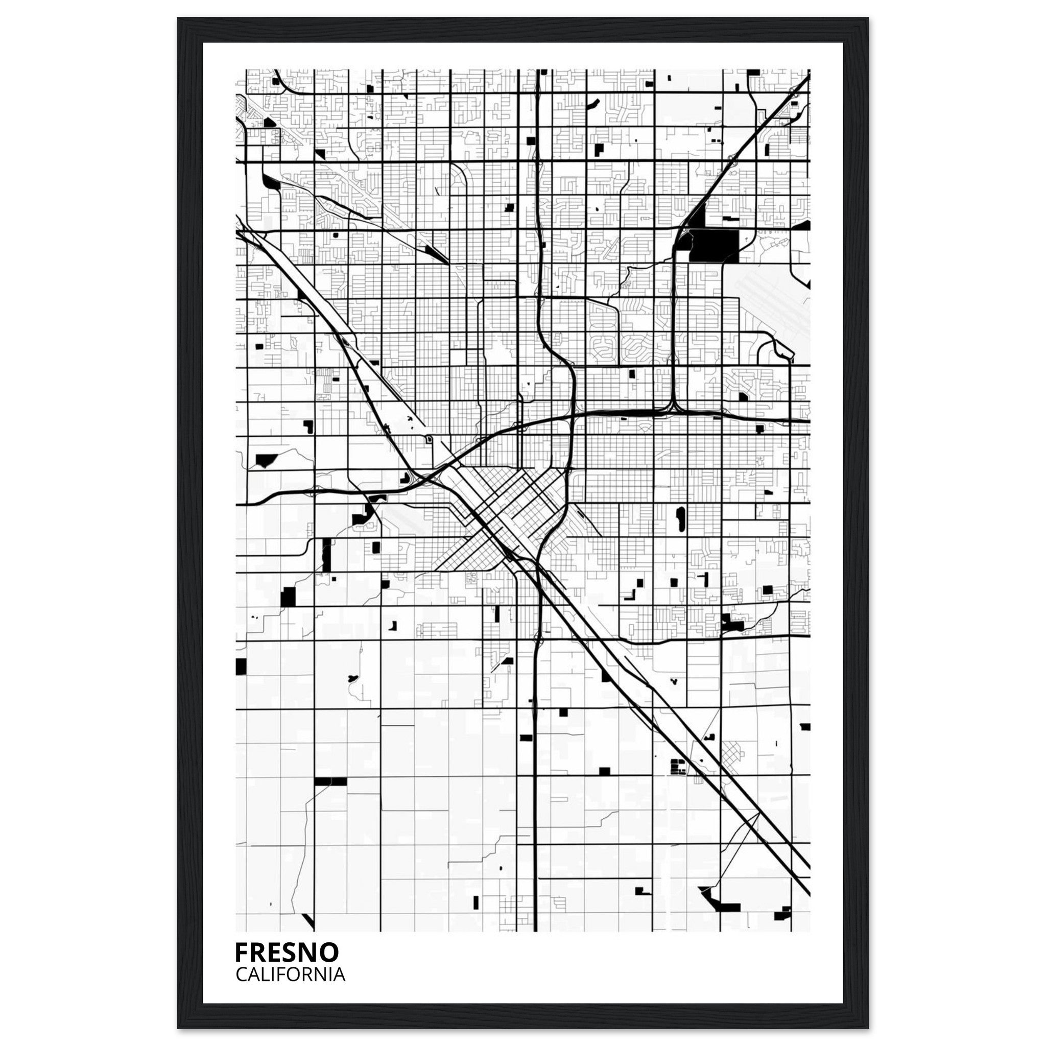 fresno map poster print