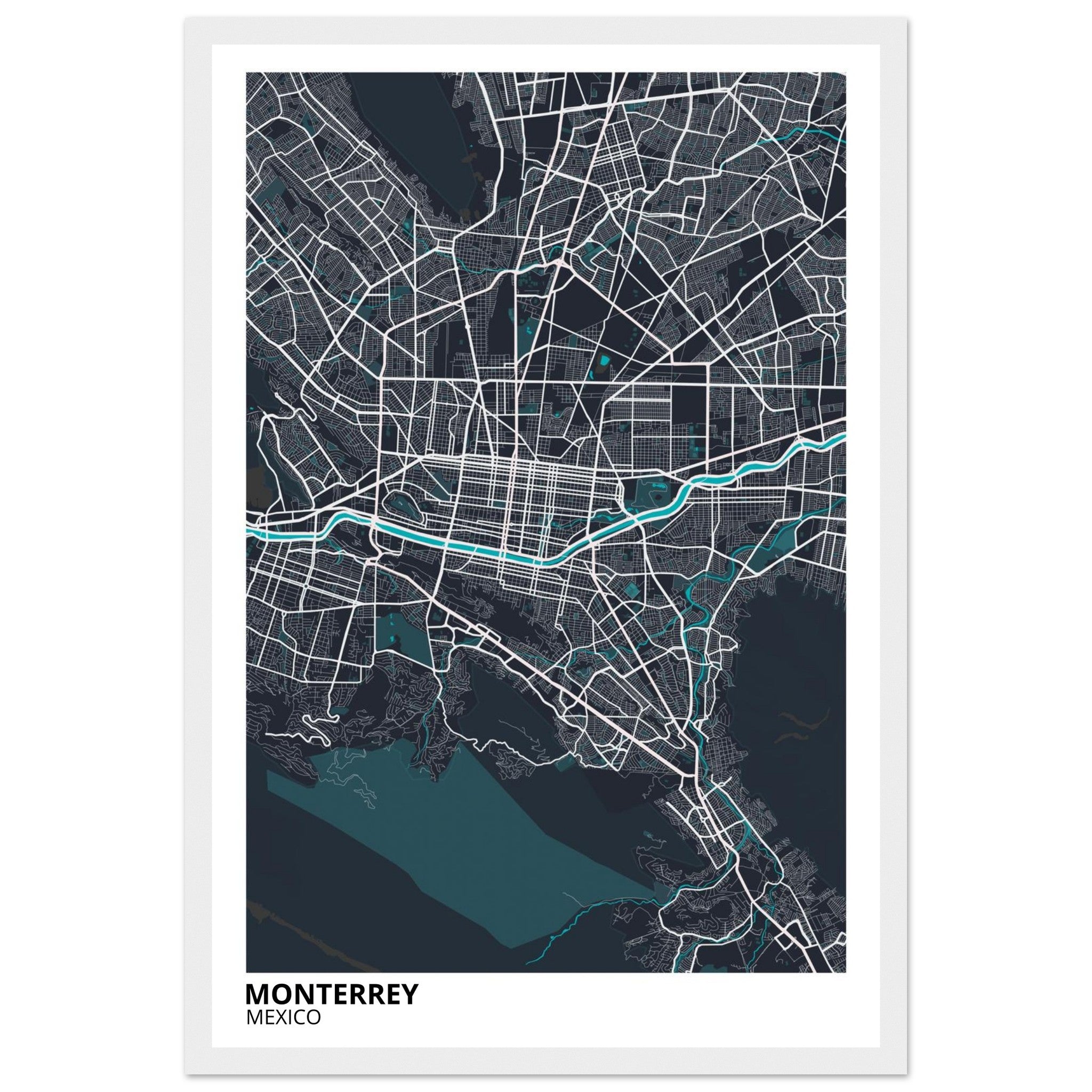 Monterrey Mexico City Map Poster | Custom Map Art Print - Ink And Atlas