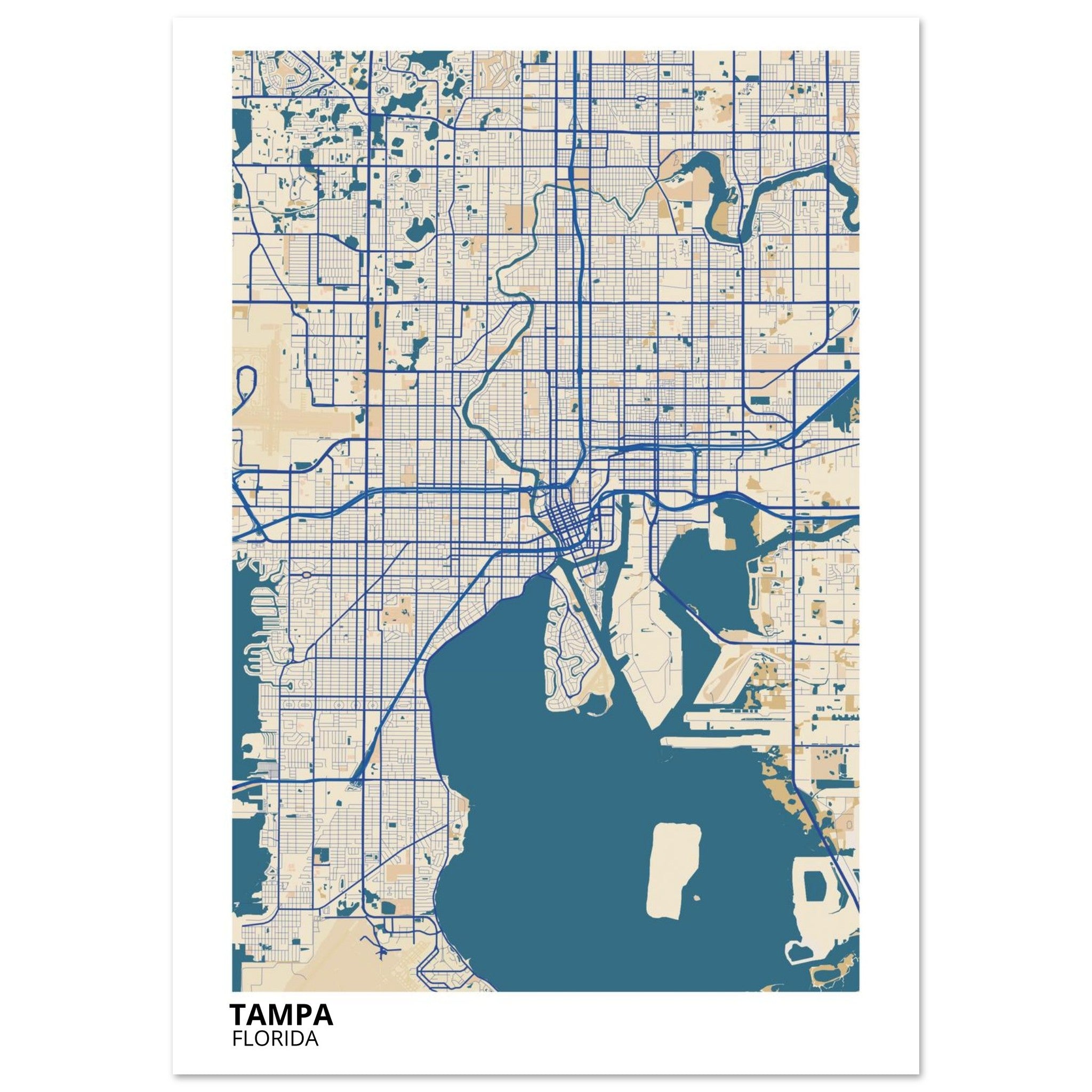 tampa map poster print