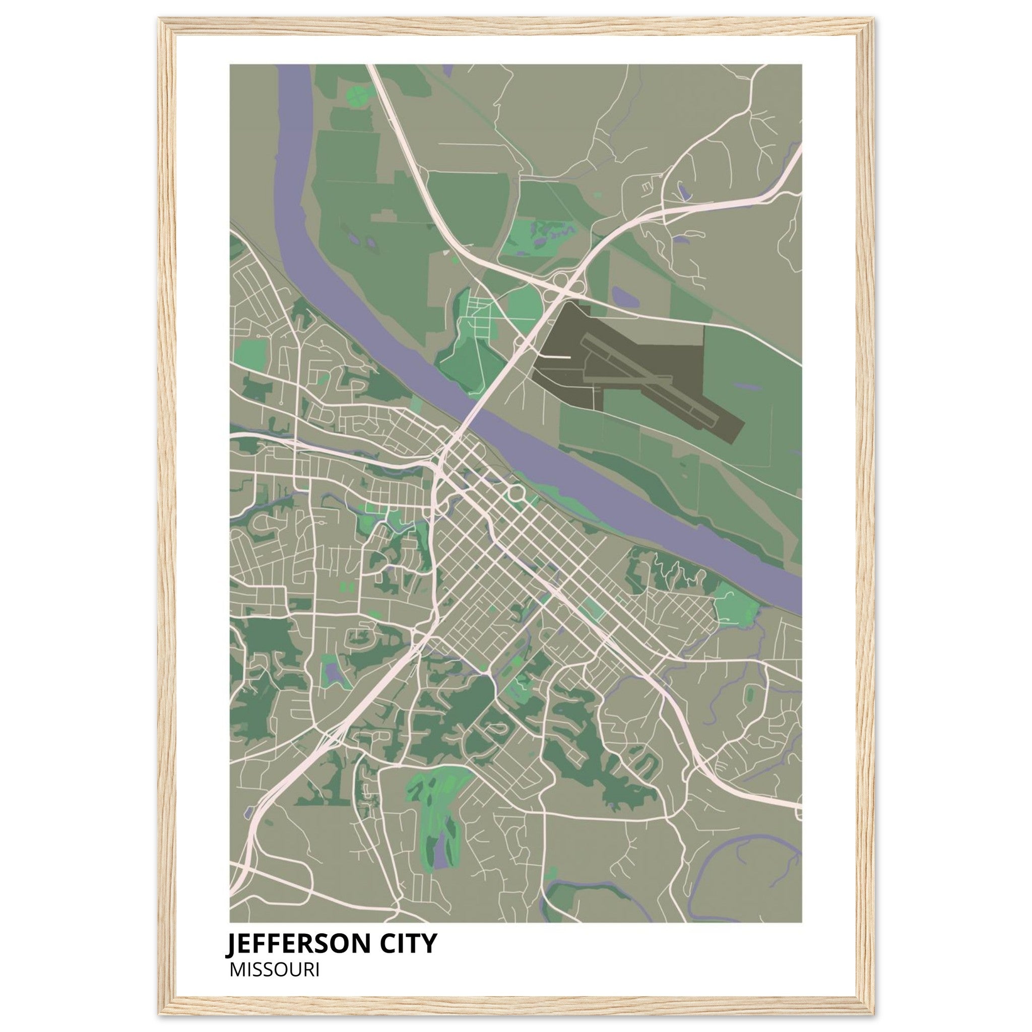 jefferson city map poster print