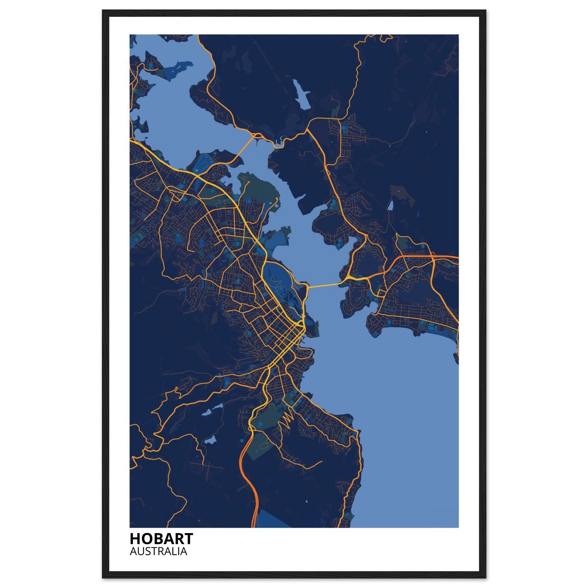 Hobart Australia City Map Poster | Custom Map Art Print - Ink And Atlas