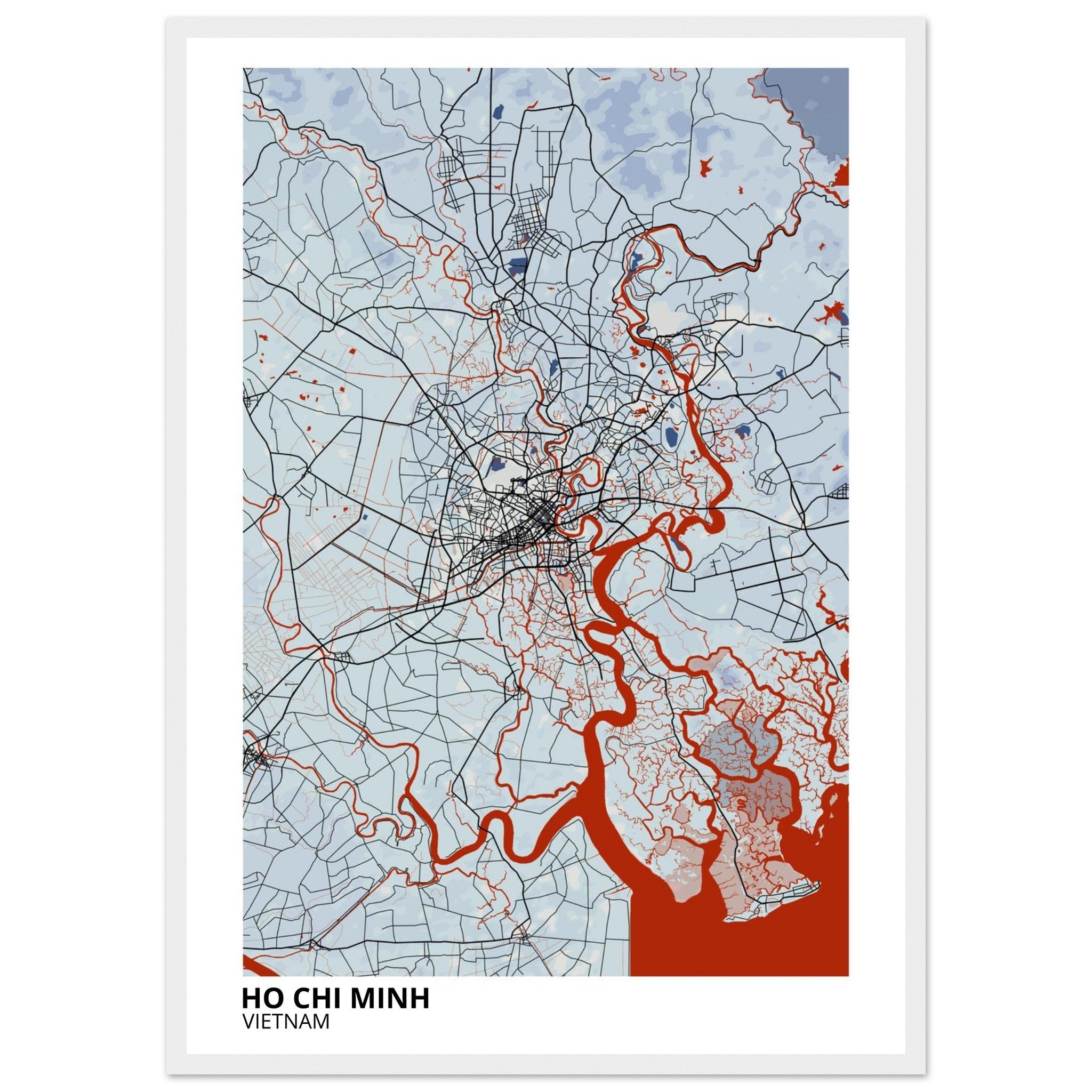 ho chi minh vietnam map poster print