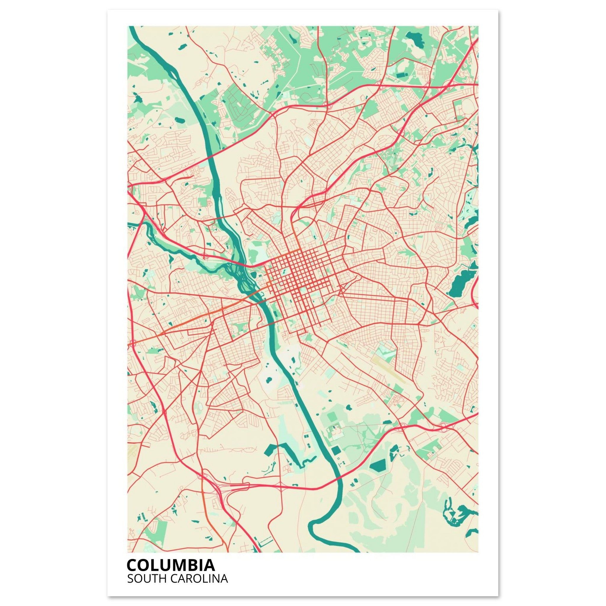 columbia map poster print