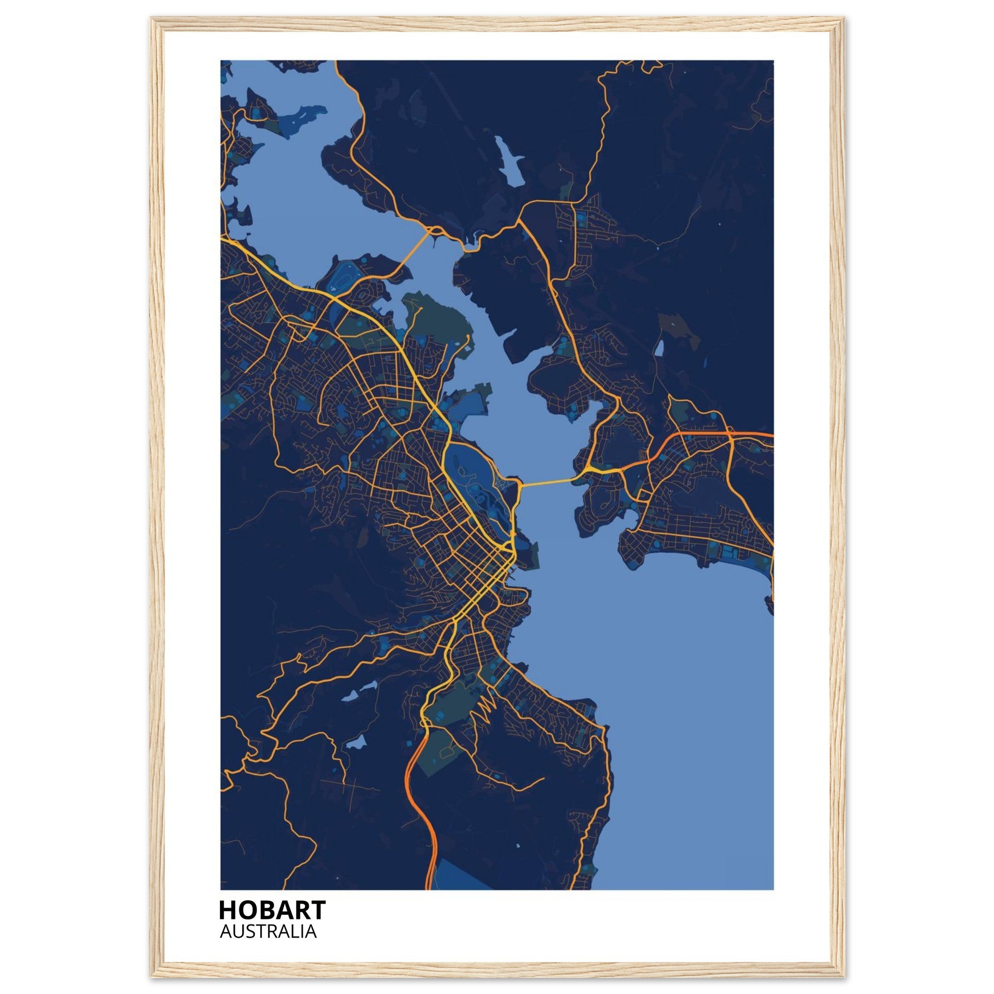 Hobart Australia City Map Poster | Custom Map Art Print - Ink And Atlas