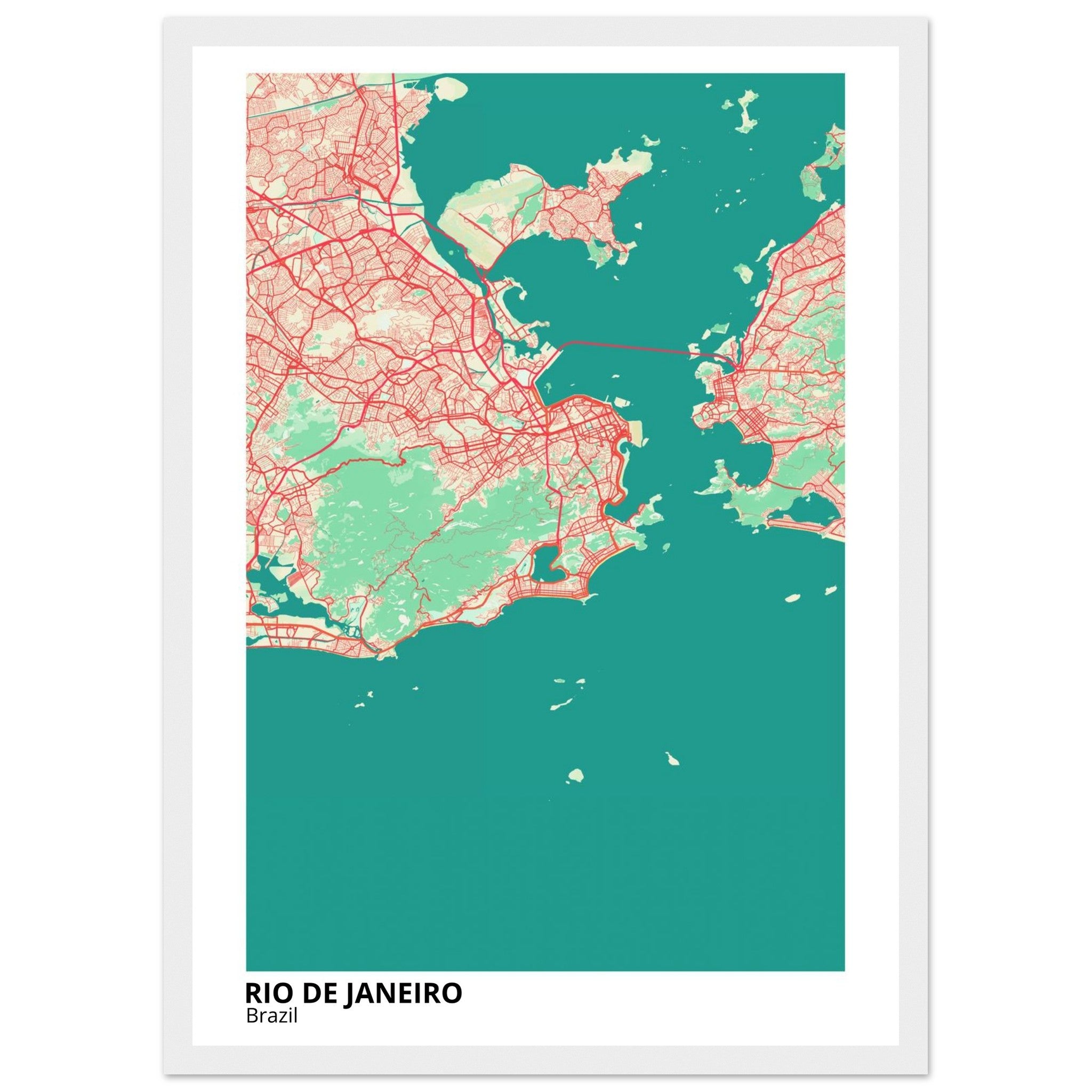 Rio De Janeiro Brazil City Map Poster | Custom Map Art Print - Ink And Atlas