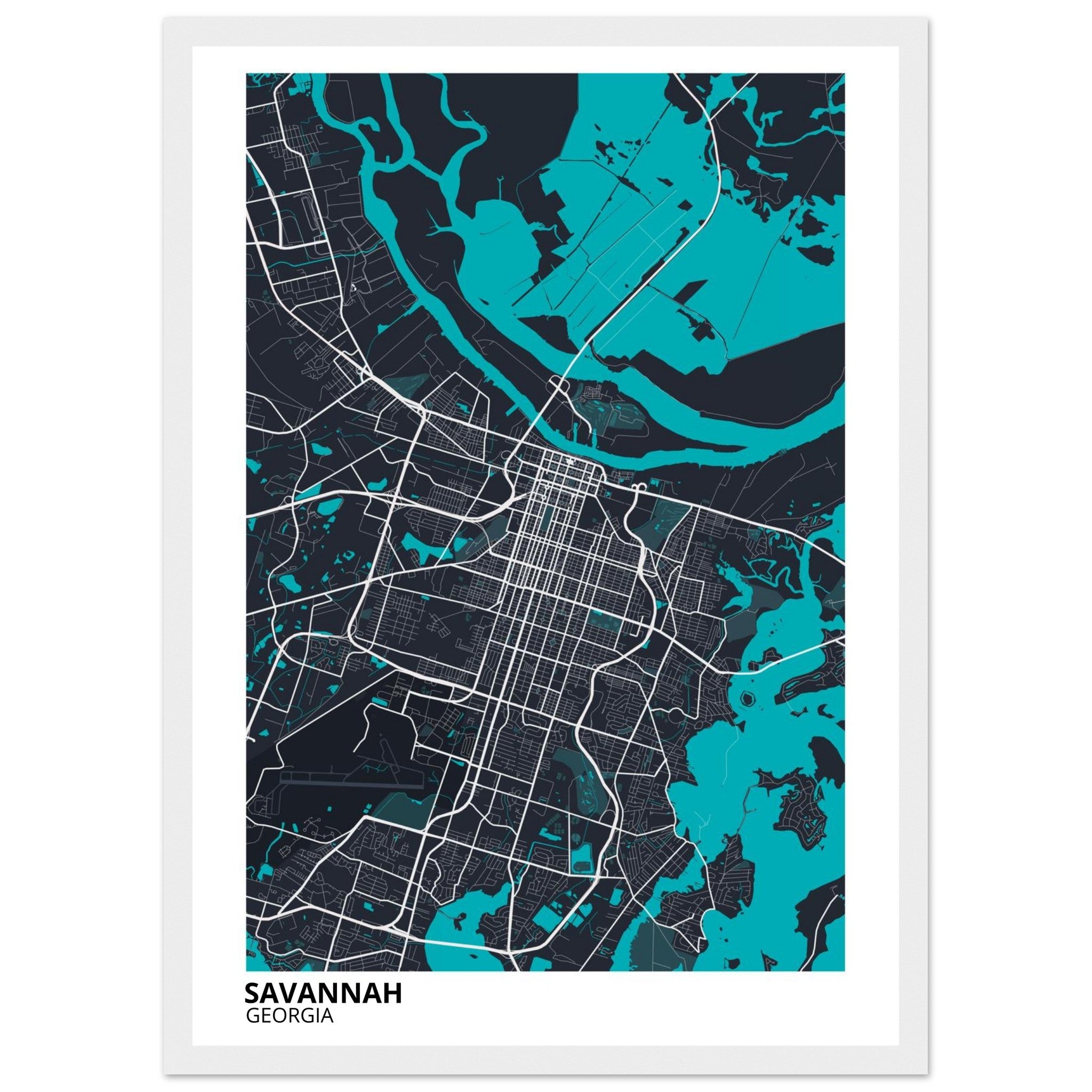 Savannah Georgia City Map Poster | Custom Map Art Print - Ink And Atlas