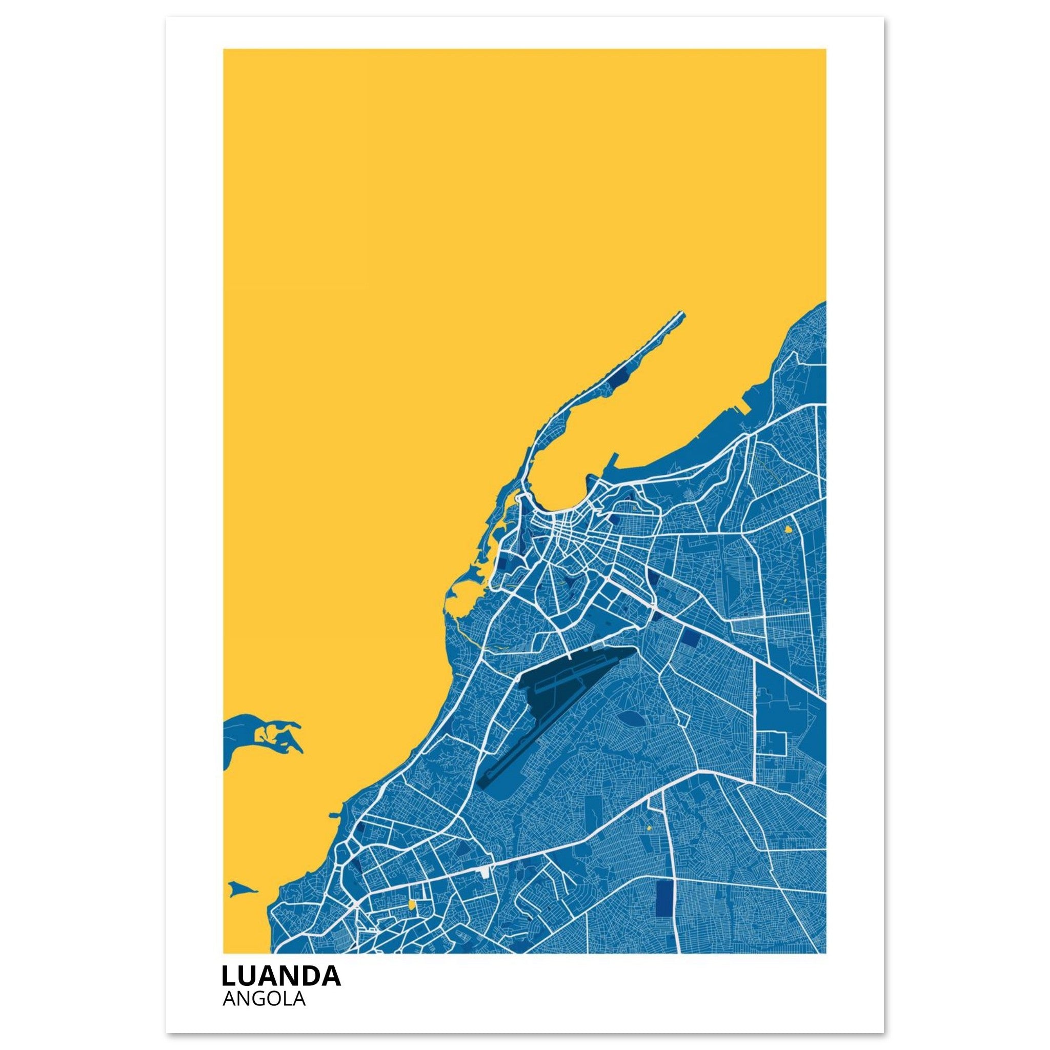 Luanda Angola City Map Poster | Custom Map Art Print - Ink And Atlas
