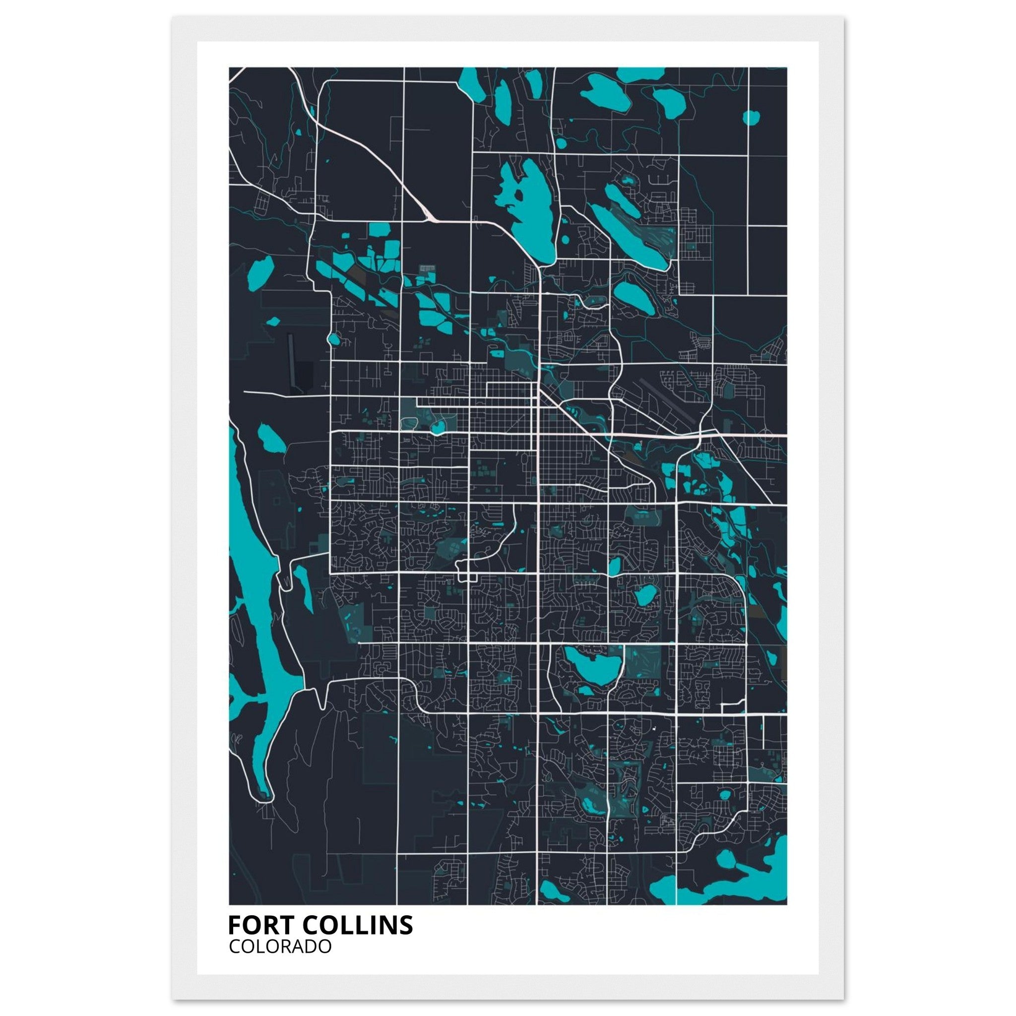 Fort Collins Colorado City Map Poster | Custom Map Art Print - Ink And Atlas