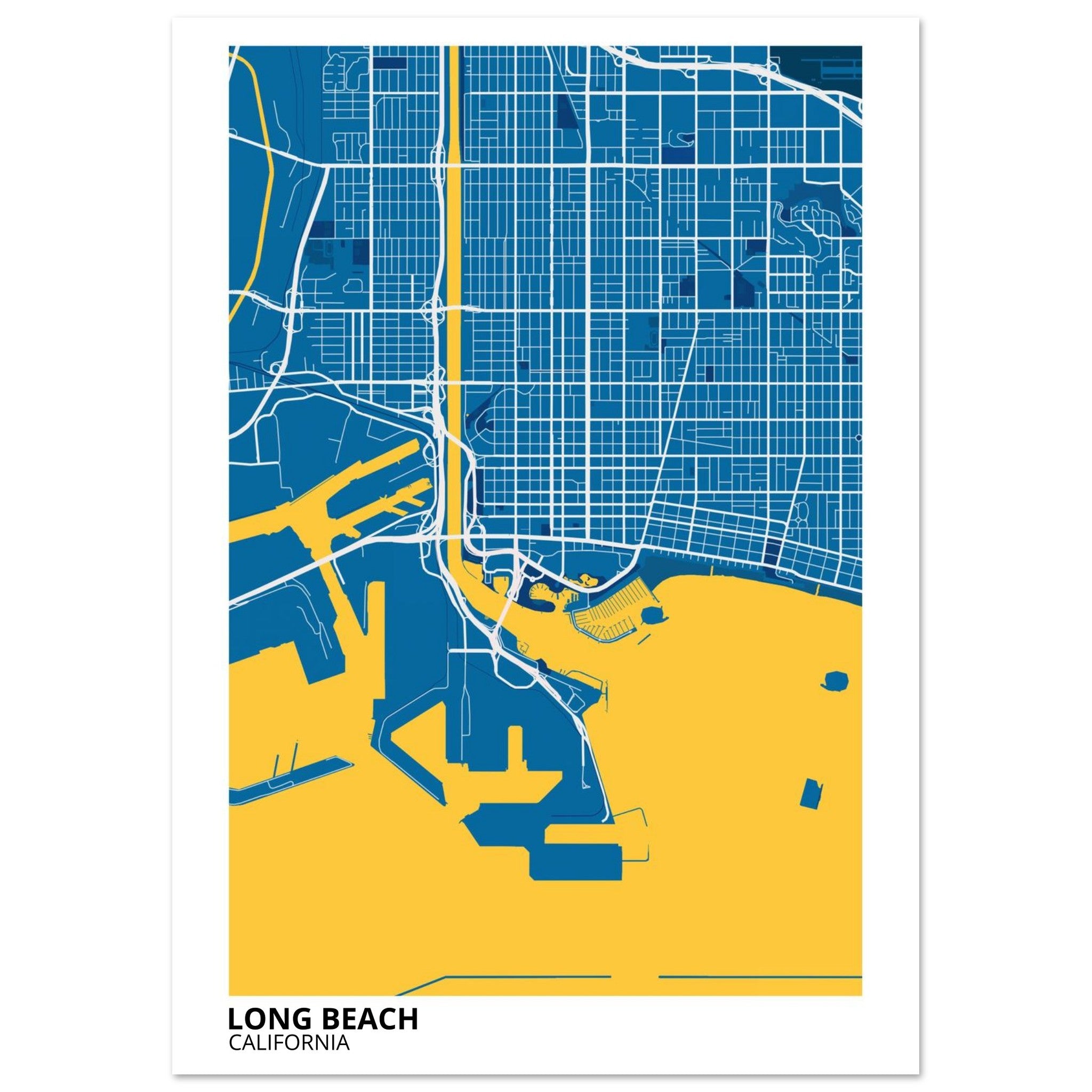 long beach map poster print