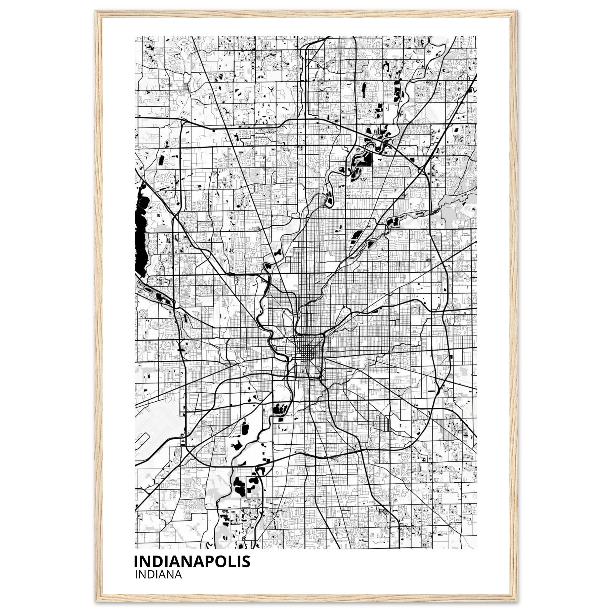 indianapolis map poster print