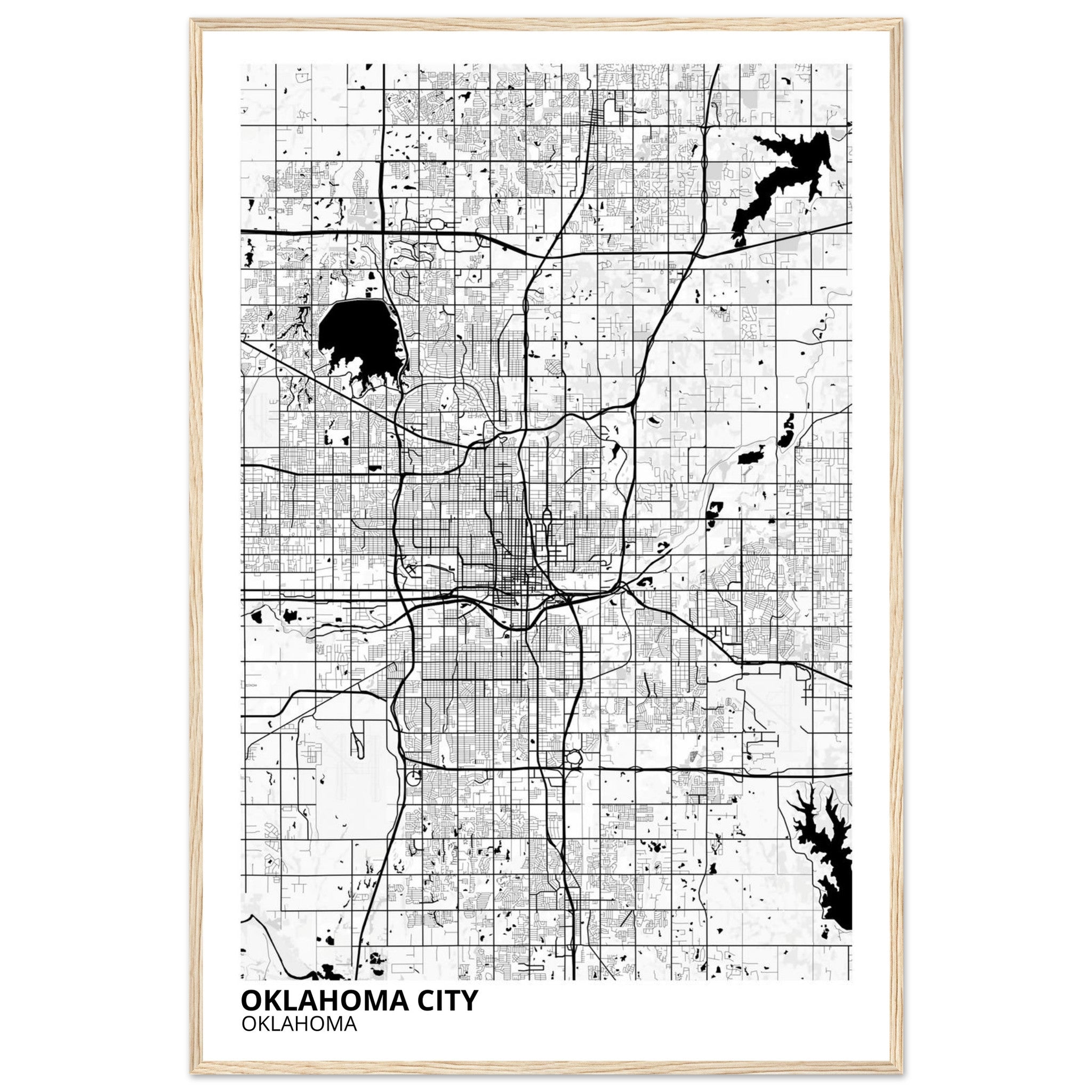 oklahoma city map poster print