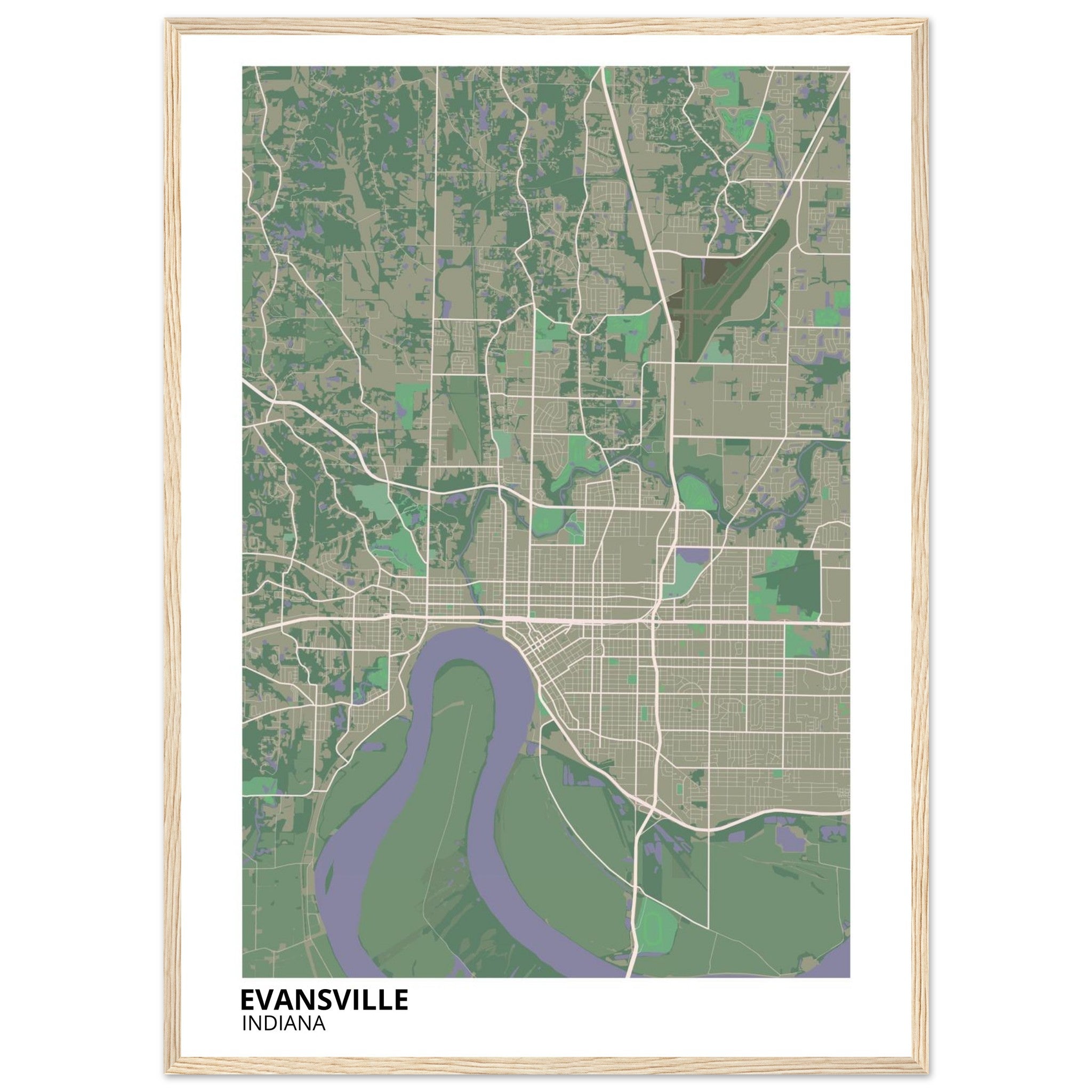 Evansville Indiana City Map Poster | Custom Map Art Print - Ink And Atlas