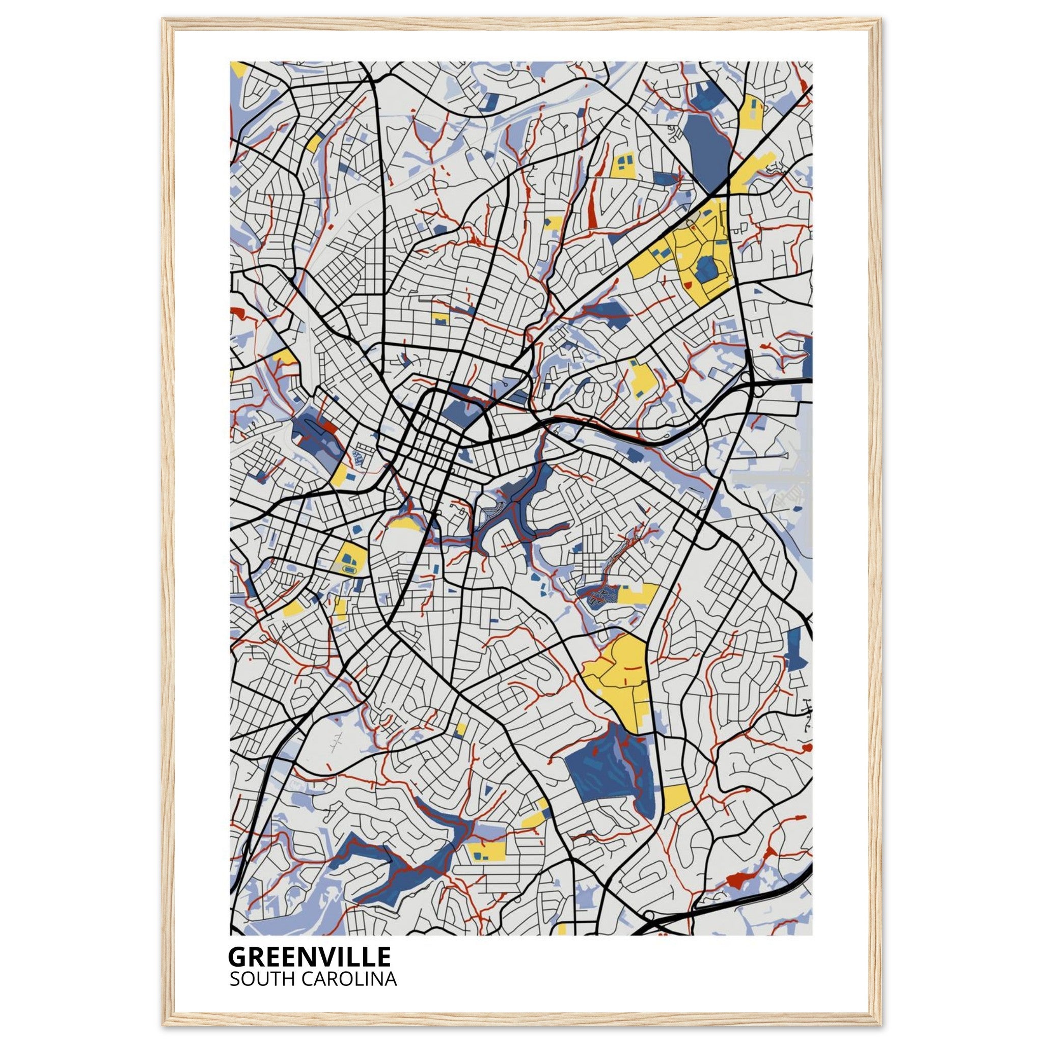 Greenville South Carolina City Map Poster | Custom Map Art Print - Ink And Atlas