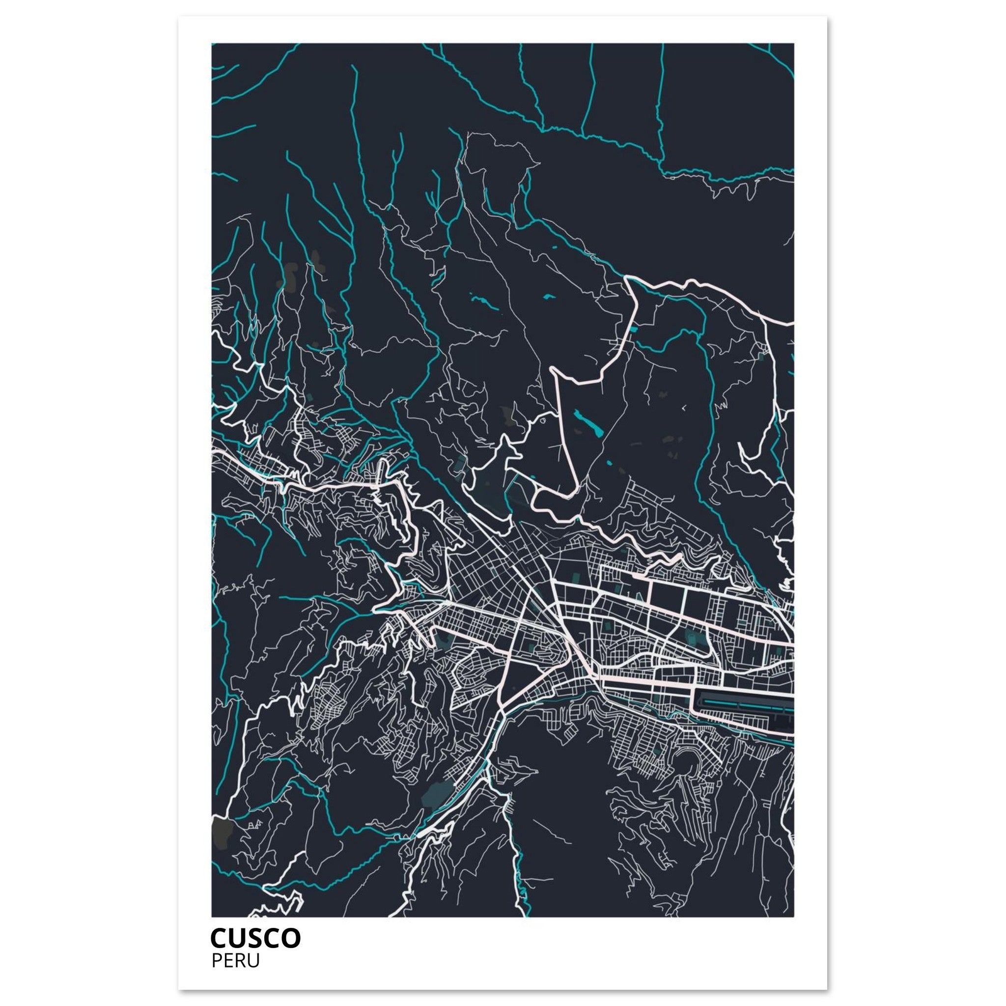 Cusco Peru City Map Poster | Custom Map Art Print - Ink And Atlas