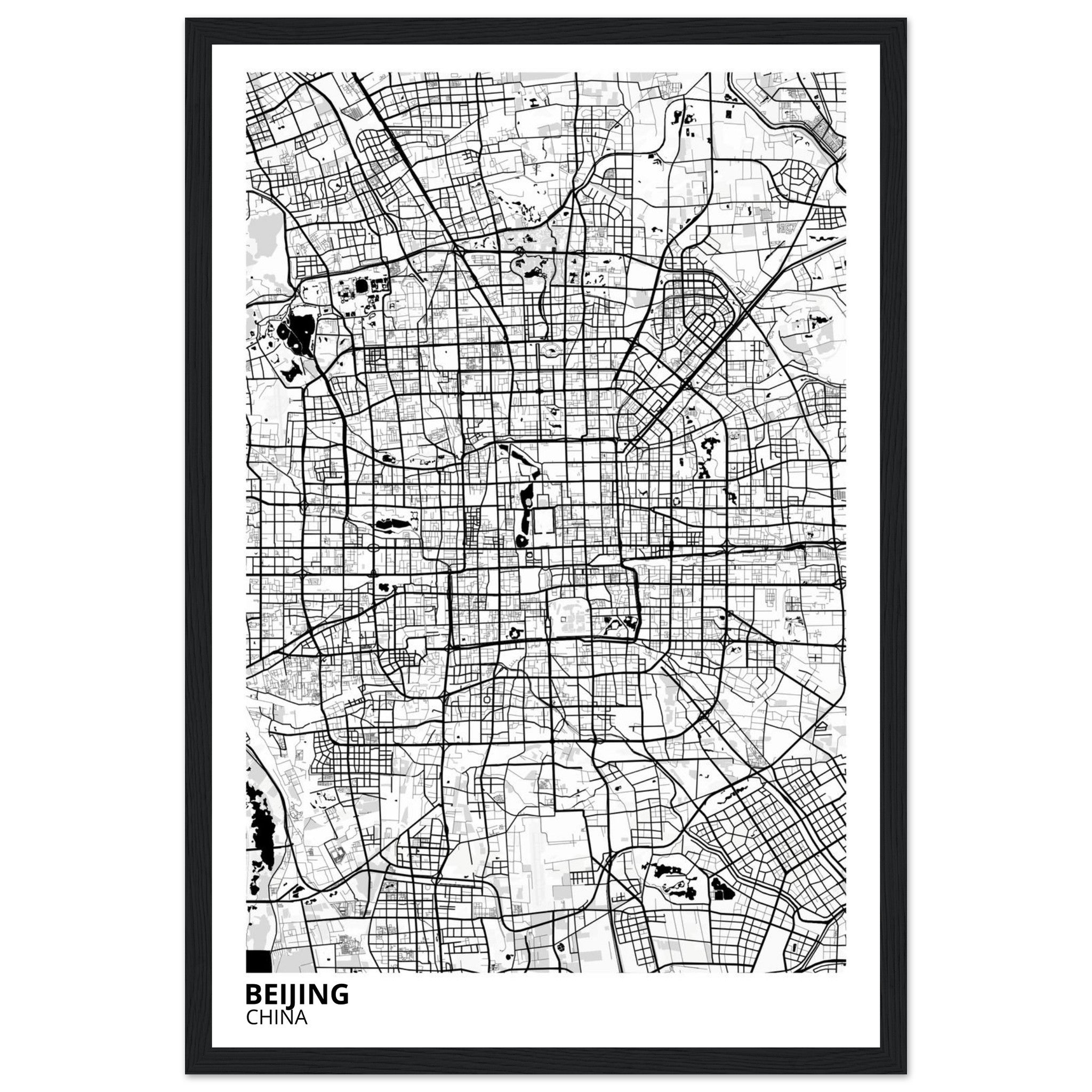 beijing china map poster print