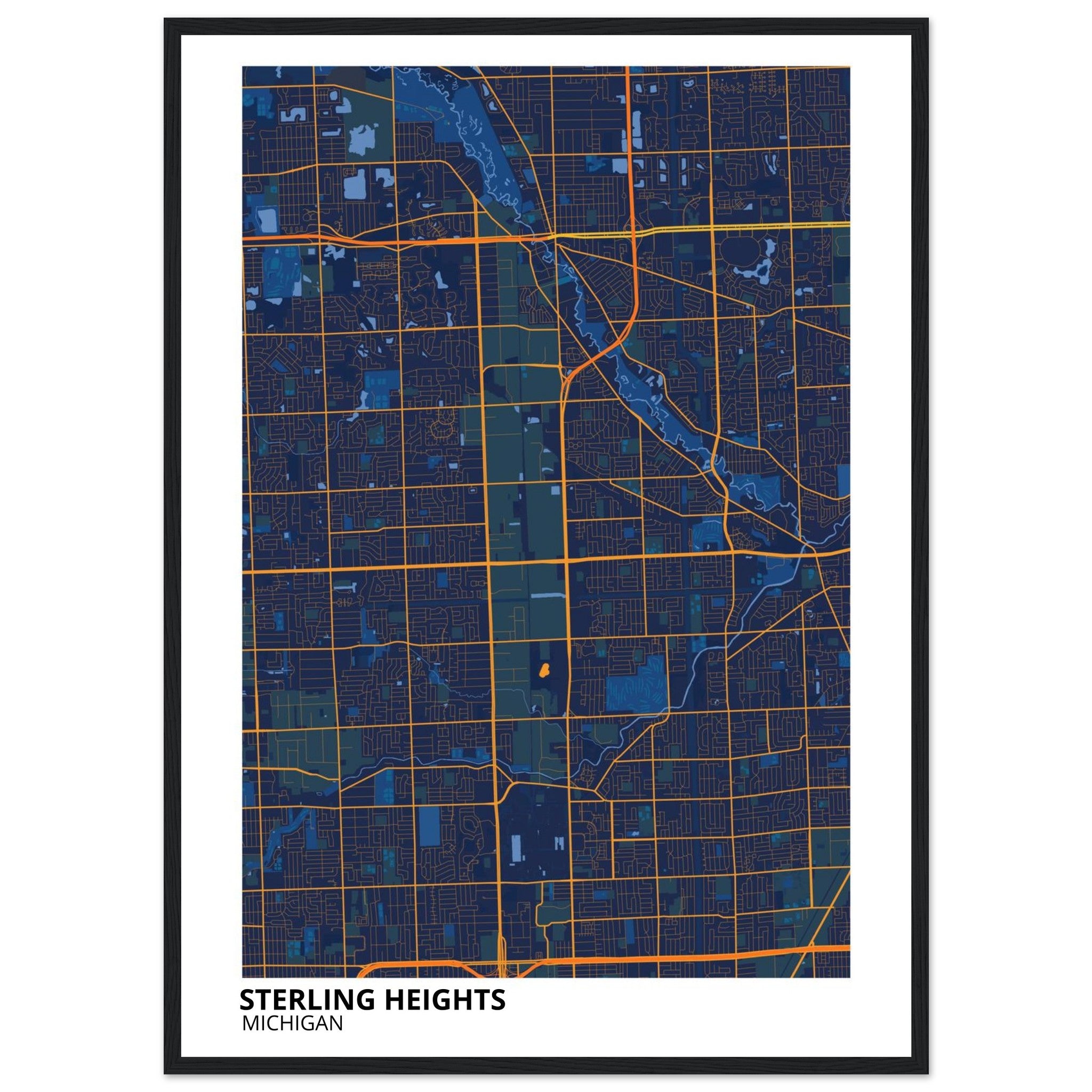 Sterling Heights Michigan City Map Poster | Custom Map Art Print - Ink And Atlas